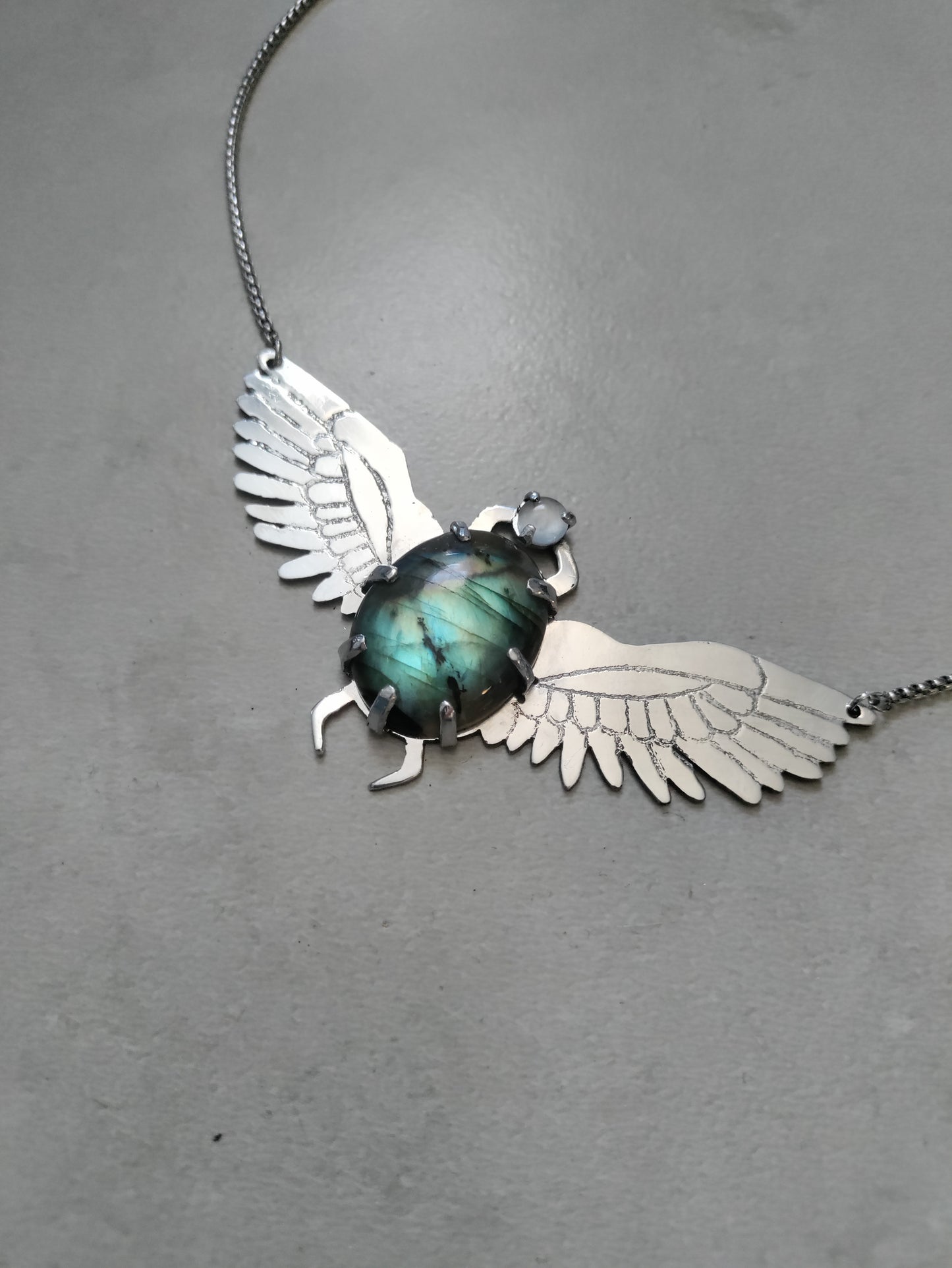 Handmade egyptian scarab necklace with stone