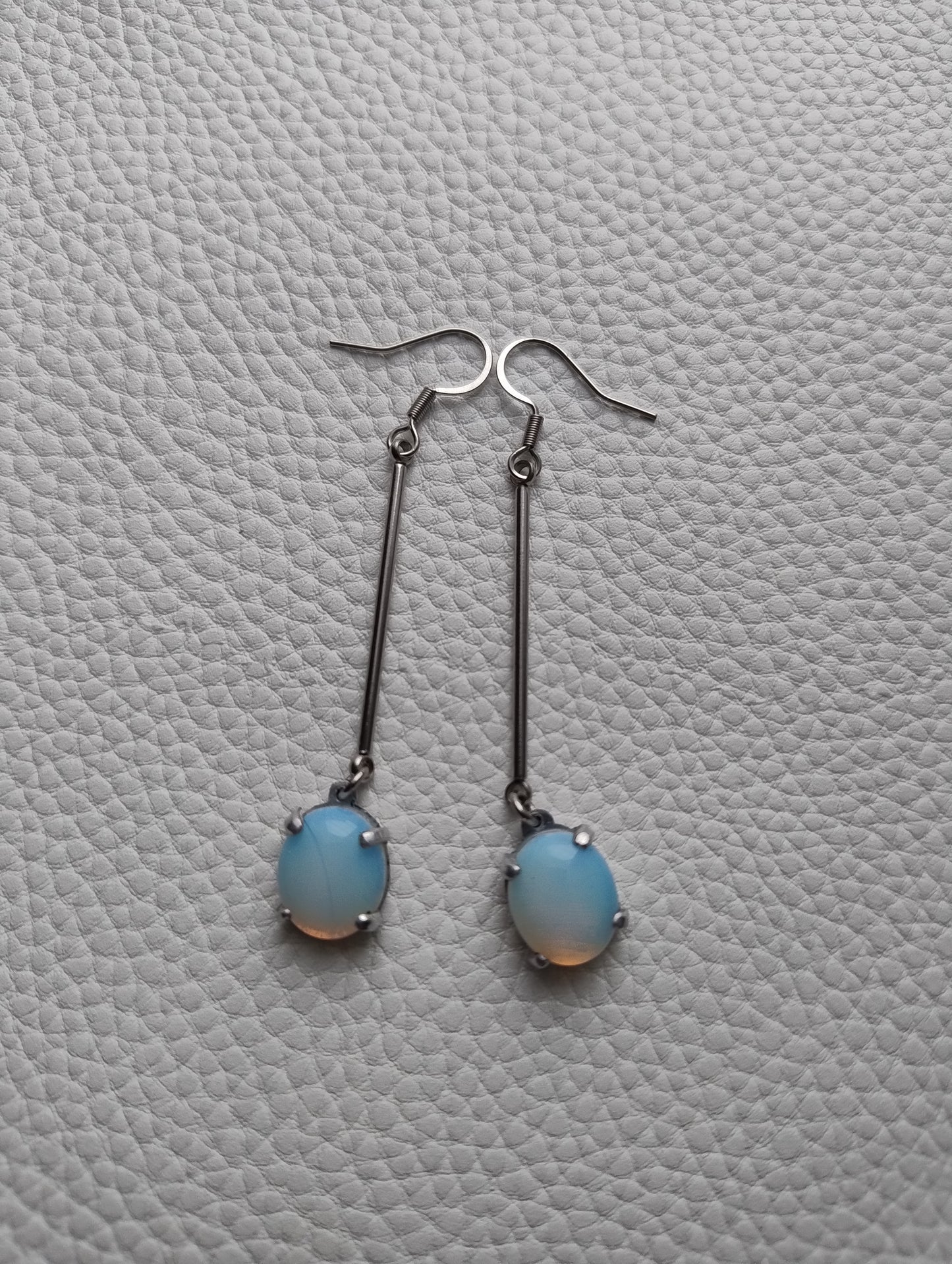 Silver color dangling earrings with opalites LEIA&CO