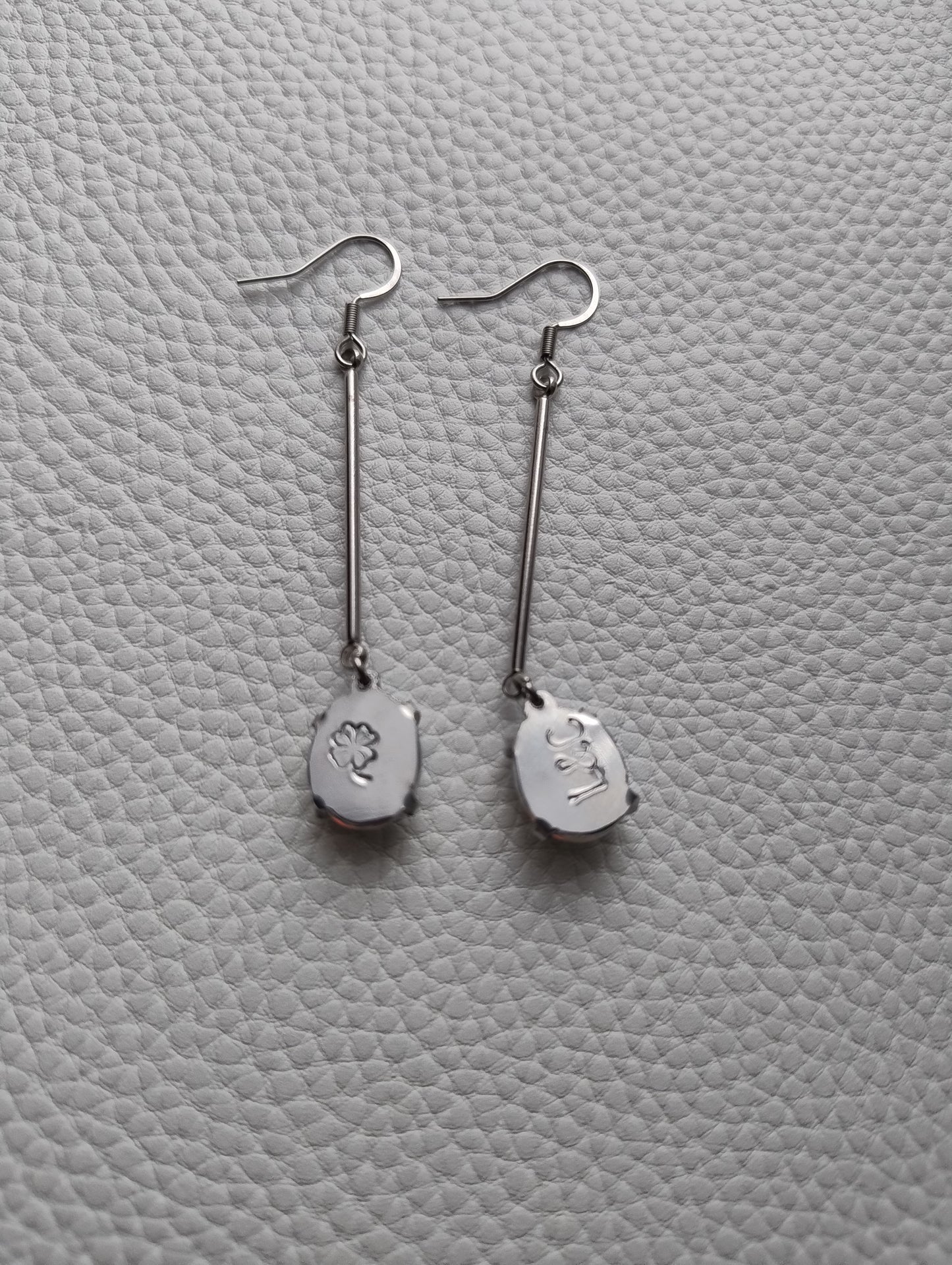Silver color dangling earrings with opalites LEIA&CO