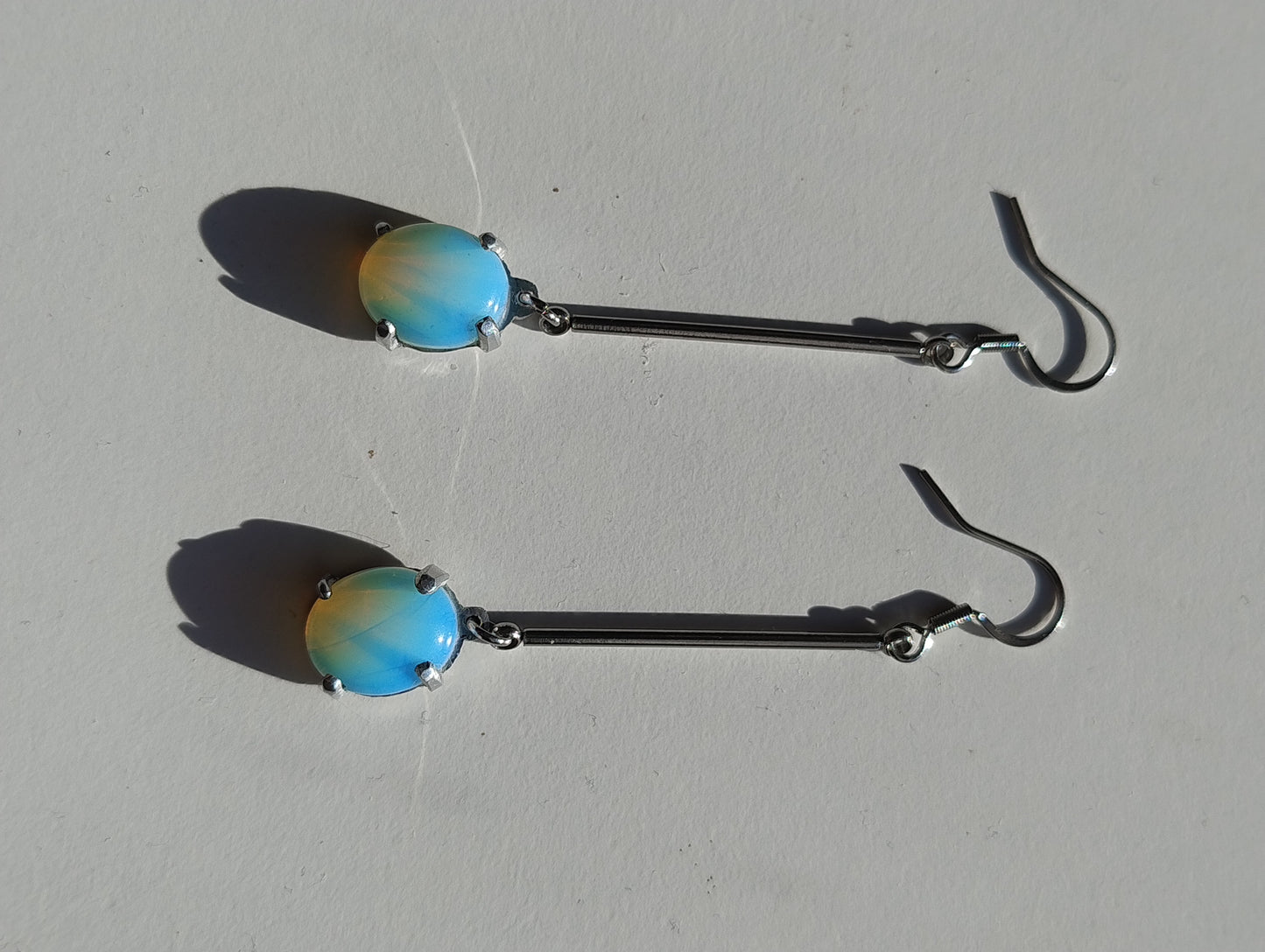 Silver color dangling earrings with opalites LEIA&CO