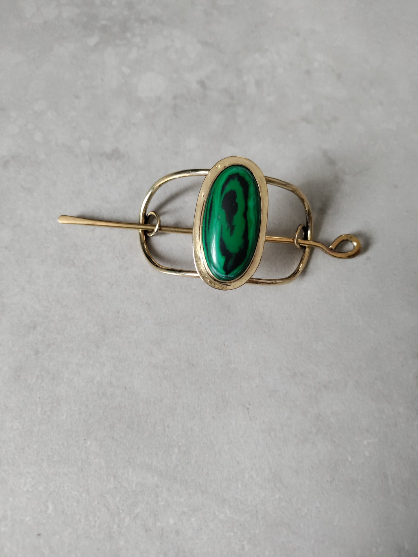 Barrette artisanale dorée avec malachite LEIA&CO