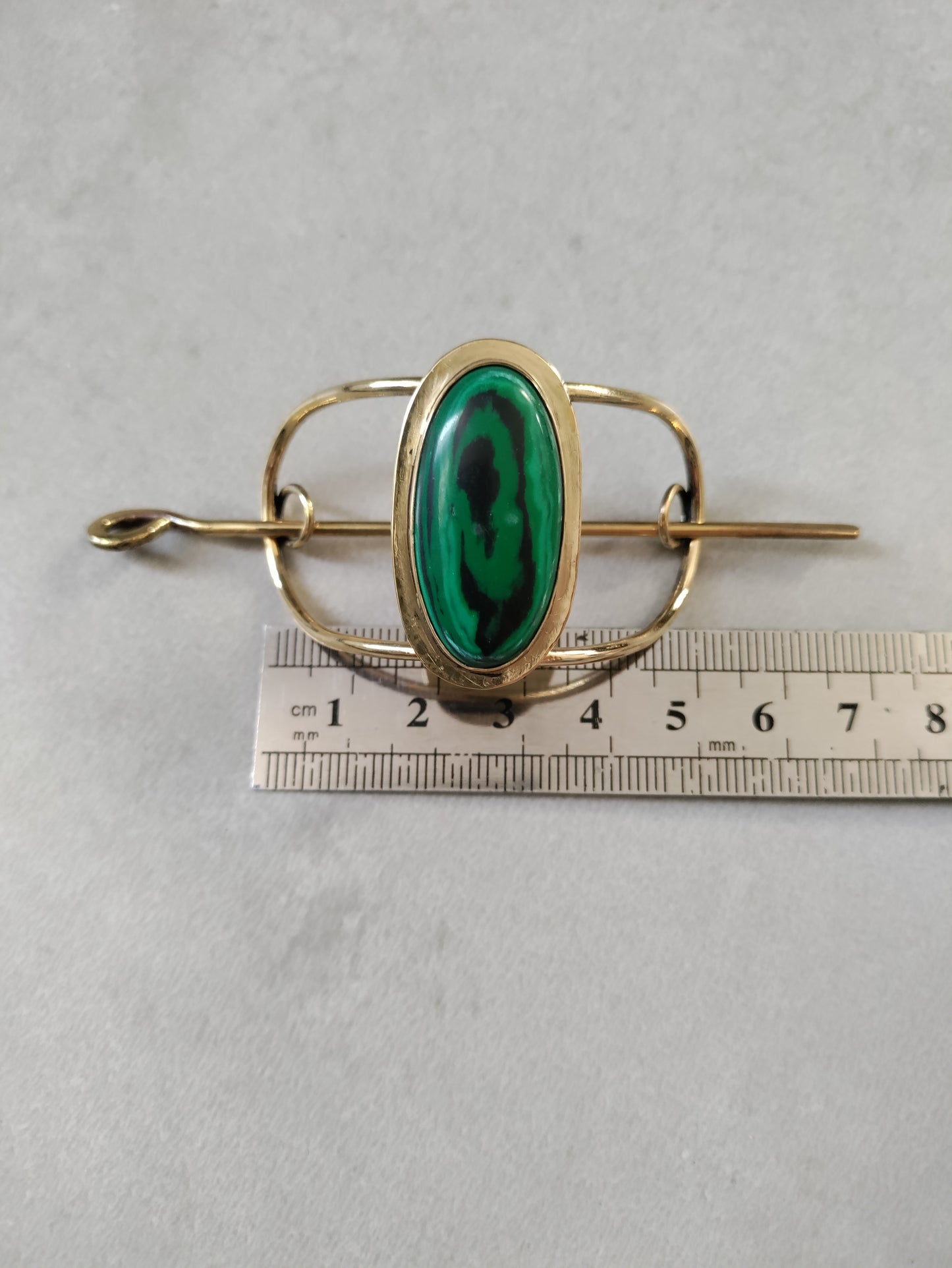 Barrette artisanale dorée avec malachite LEIA&CO