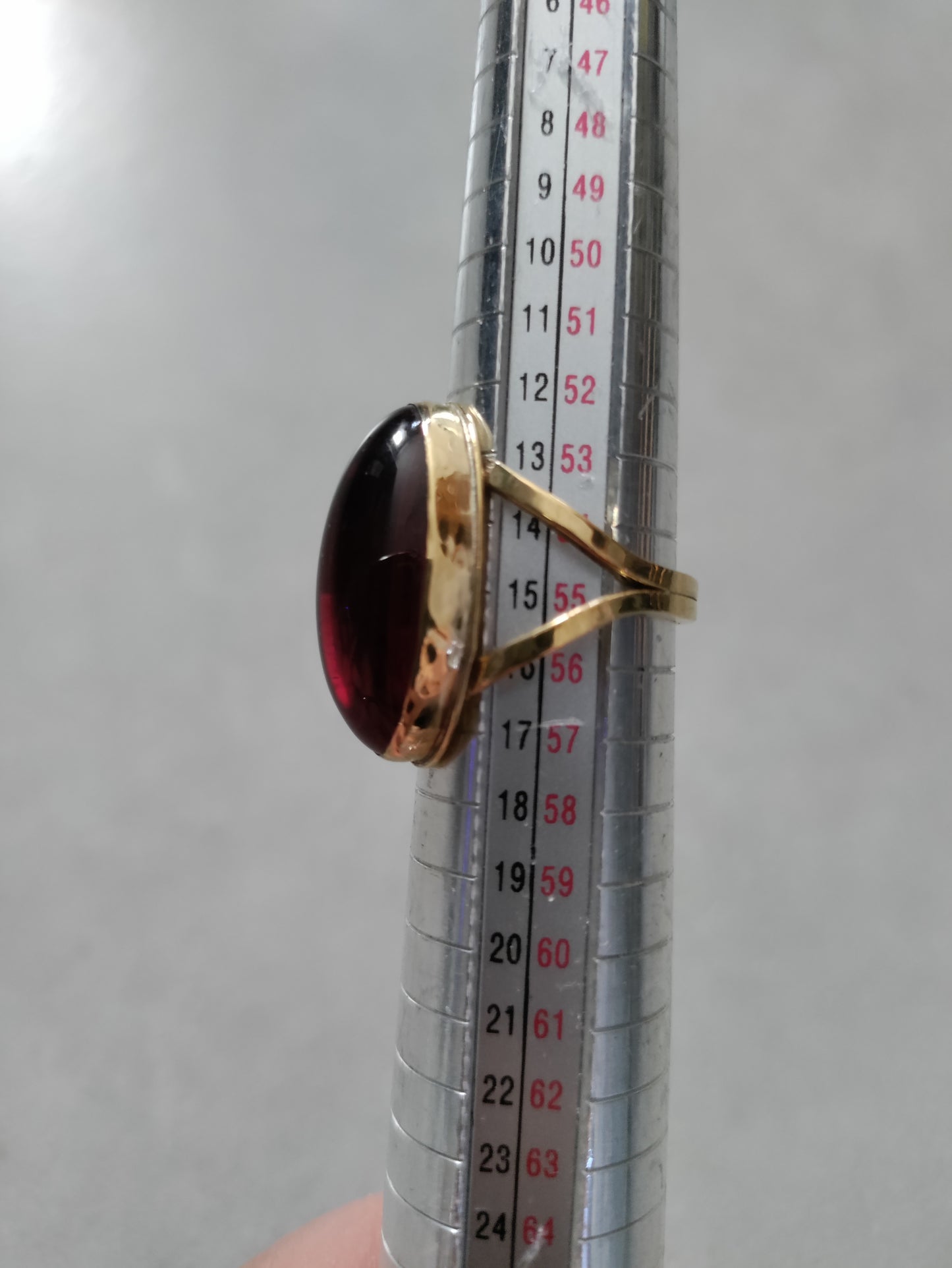 Bague double en laiton doré et pierre rouge LEIA&CO taille 55
