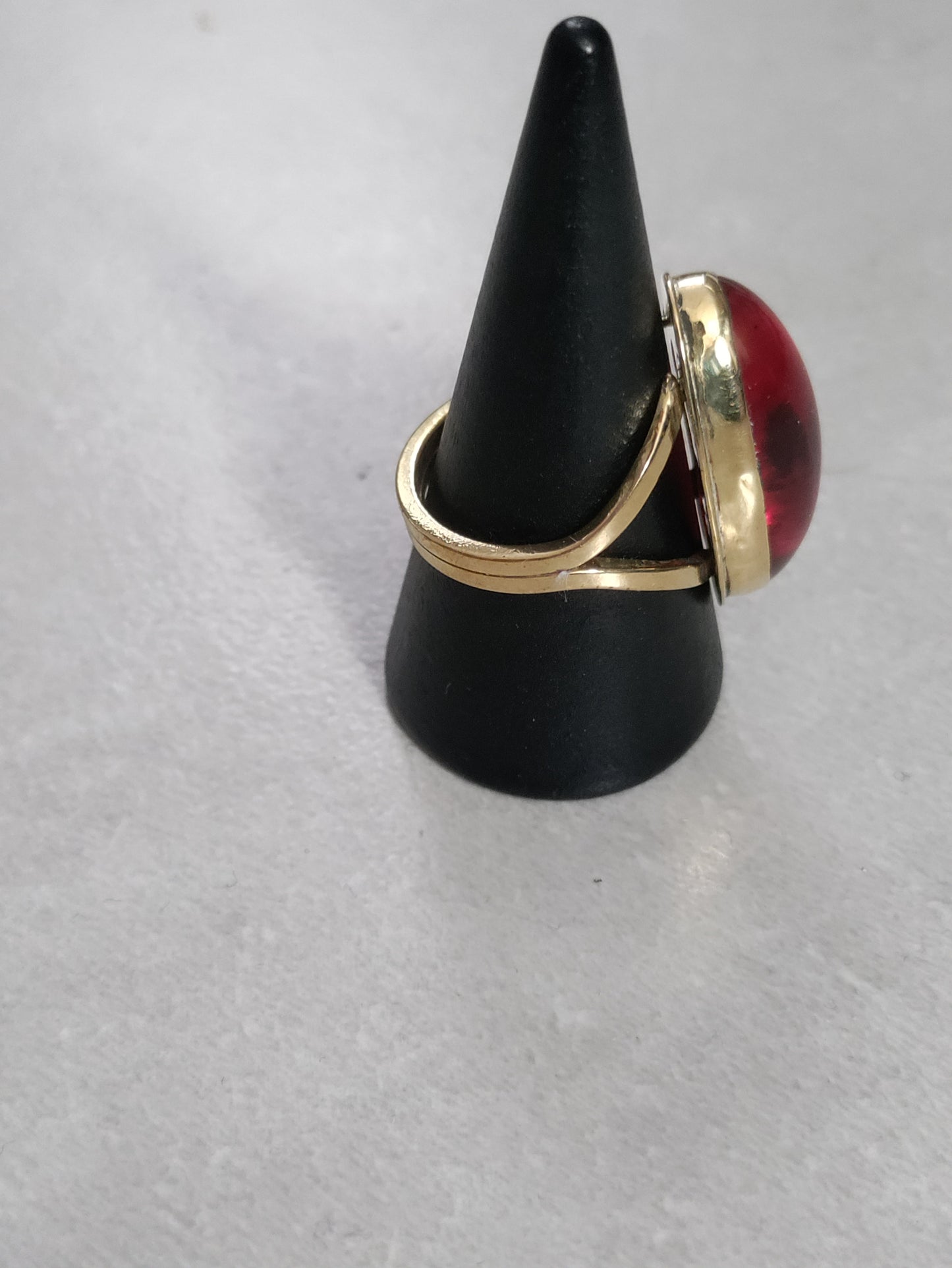Bague double en laiton doré et pierre rouge LEIA&CO taille 55
