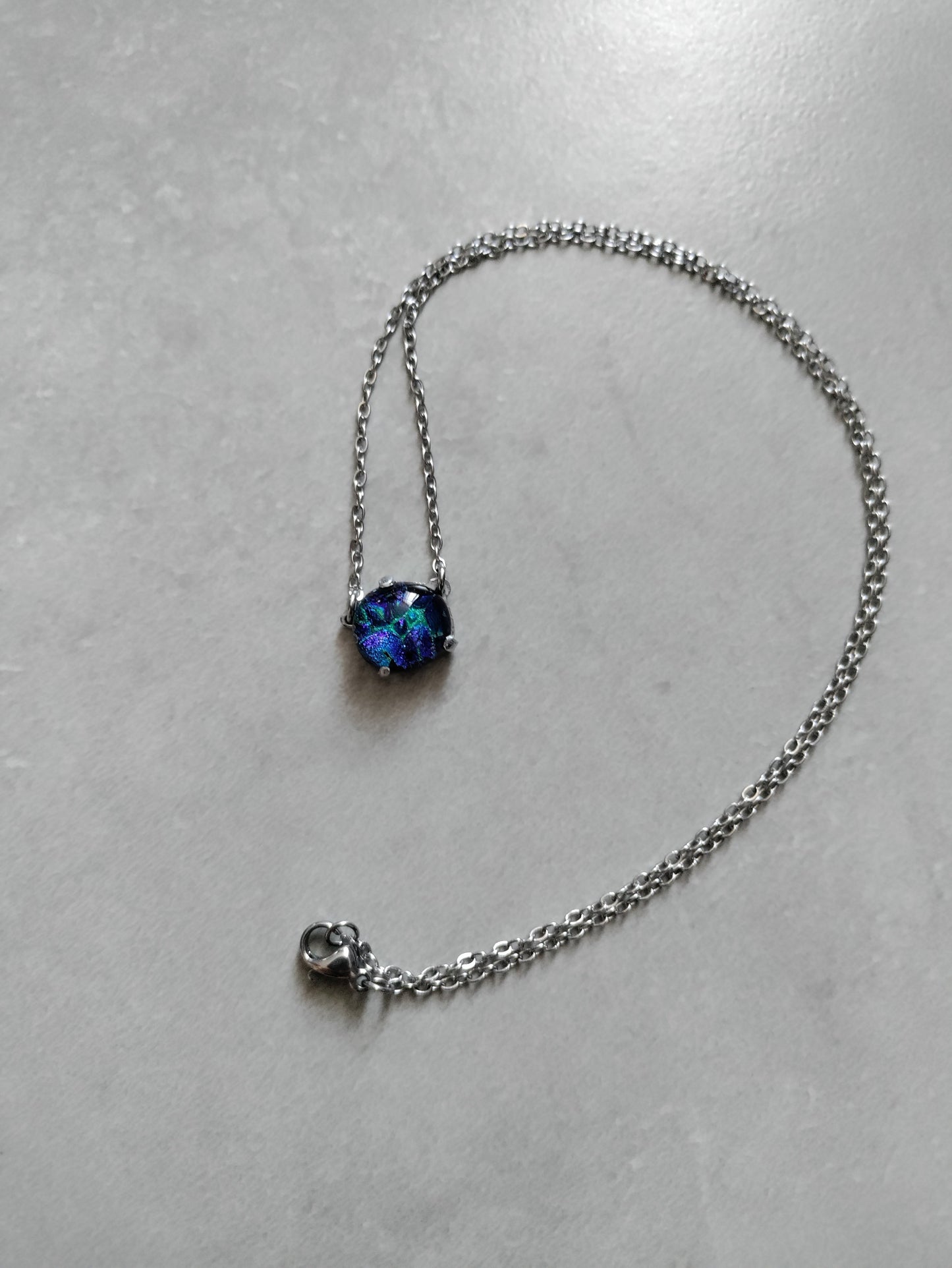 Collier verre dichroïque bleu et turquoise LEIA&CO