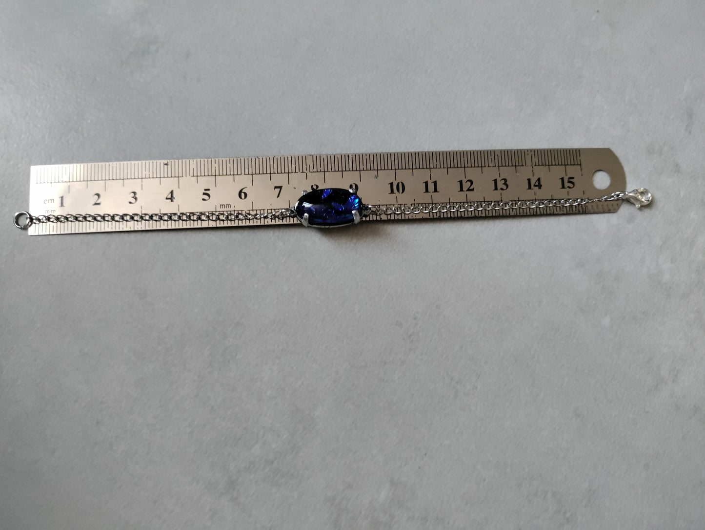 Bracelet chaînette inox et verre dichroïque couleur au choix LEIA&CO