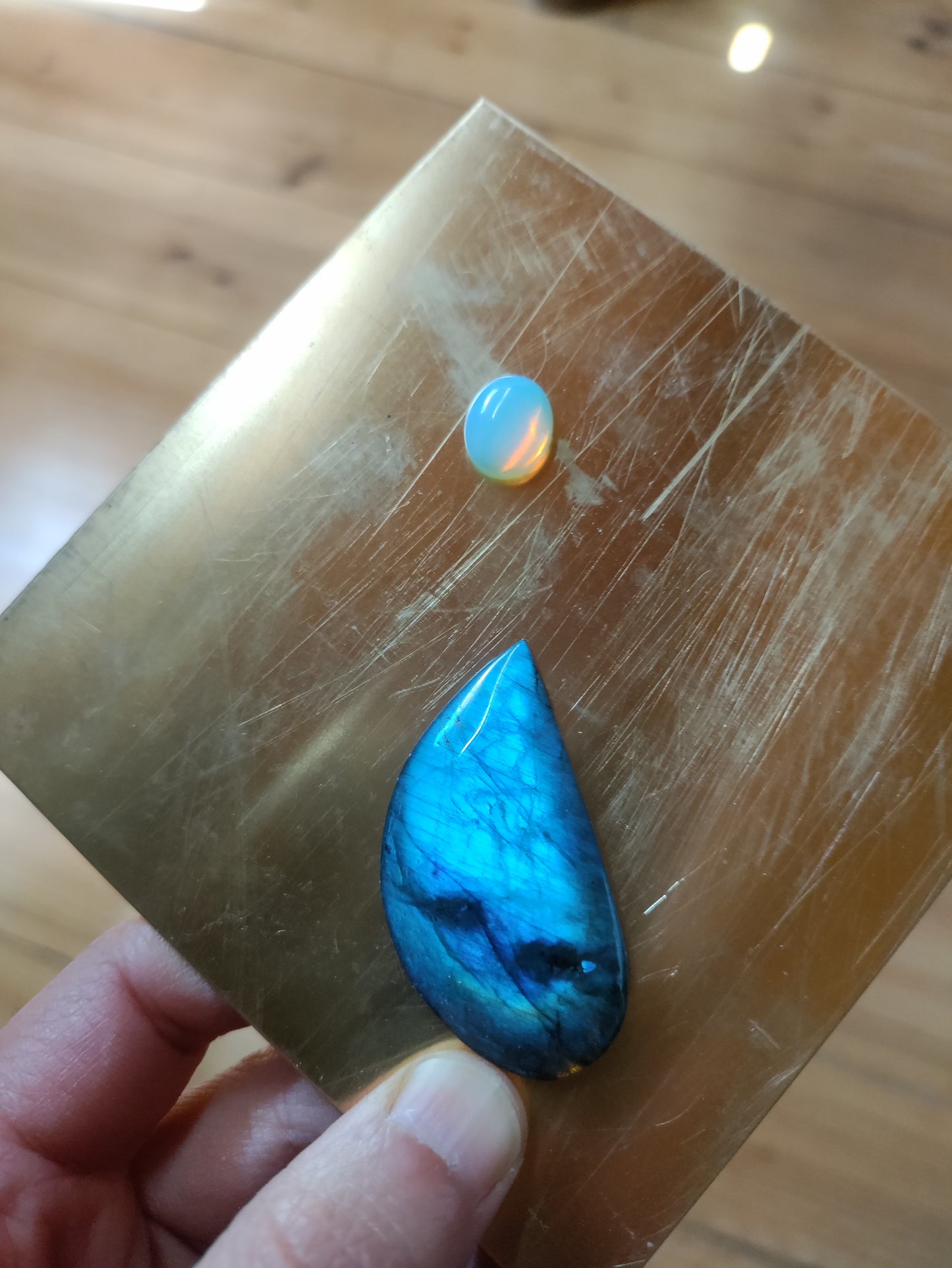 Collier pendant double pierre labradorite et opalite LEIA&CO