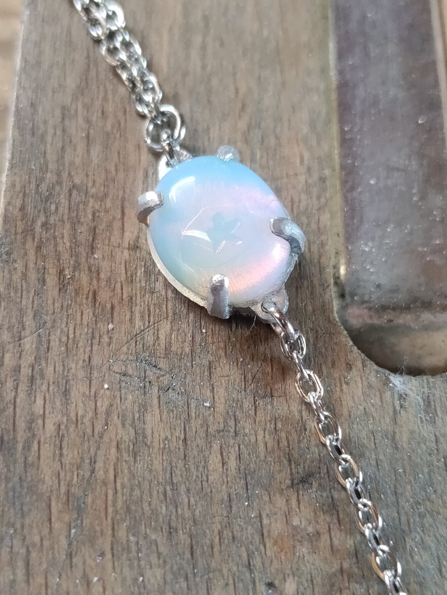 Collier pendant double pierre labradorite et opalite LEIA&CO