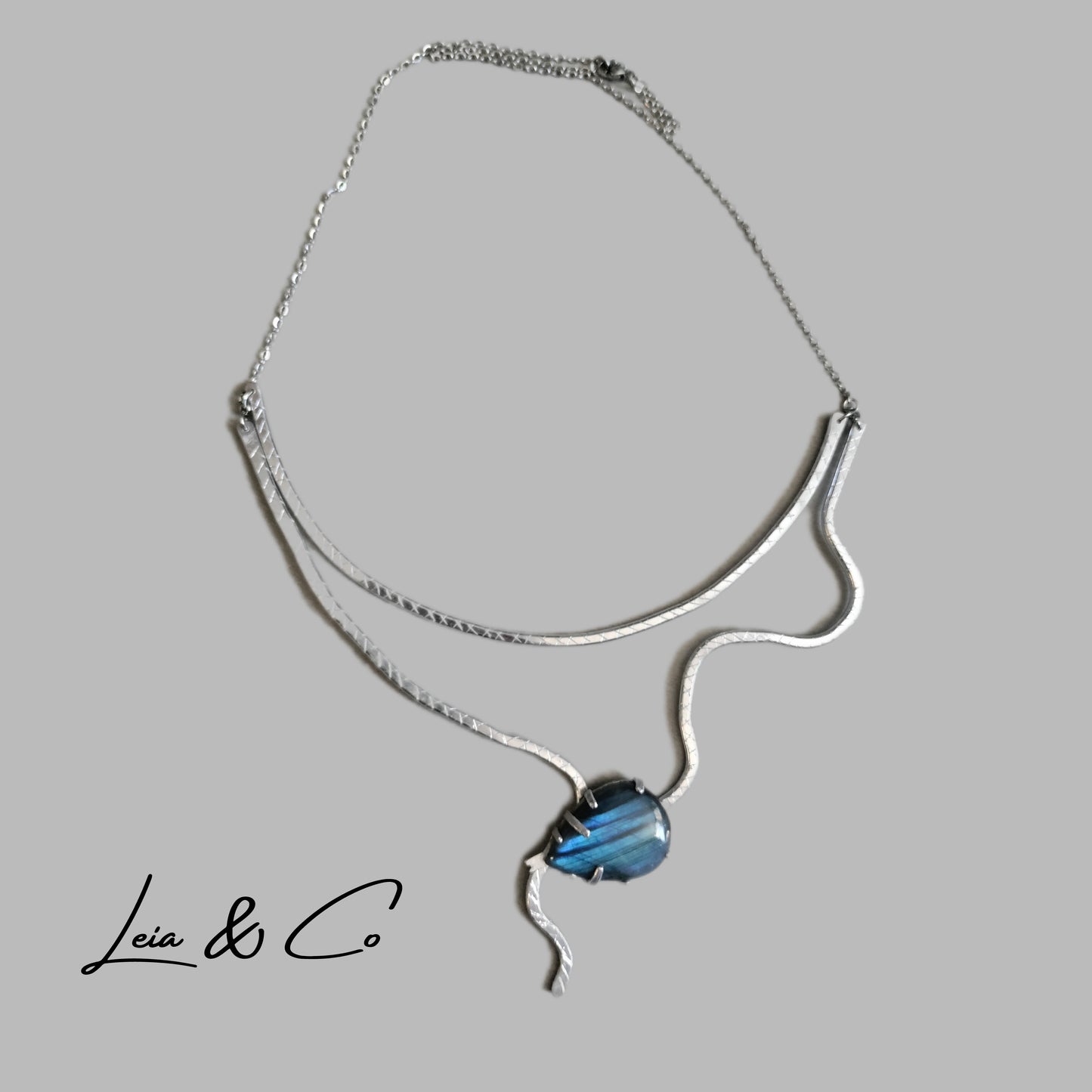 Collier parure Serpent Labradorite naturelle LEIA&CO
