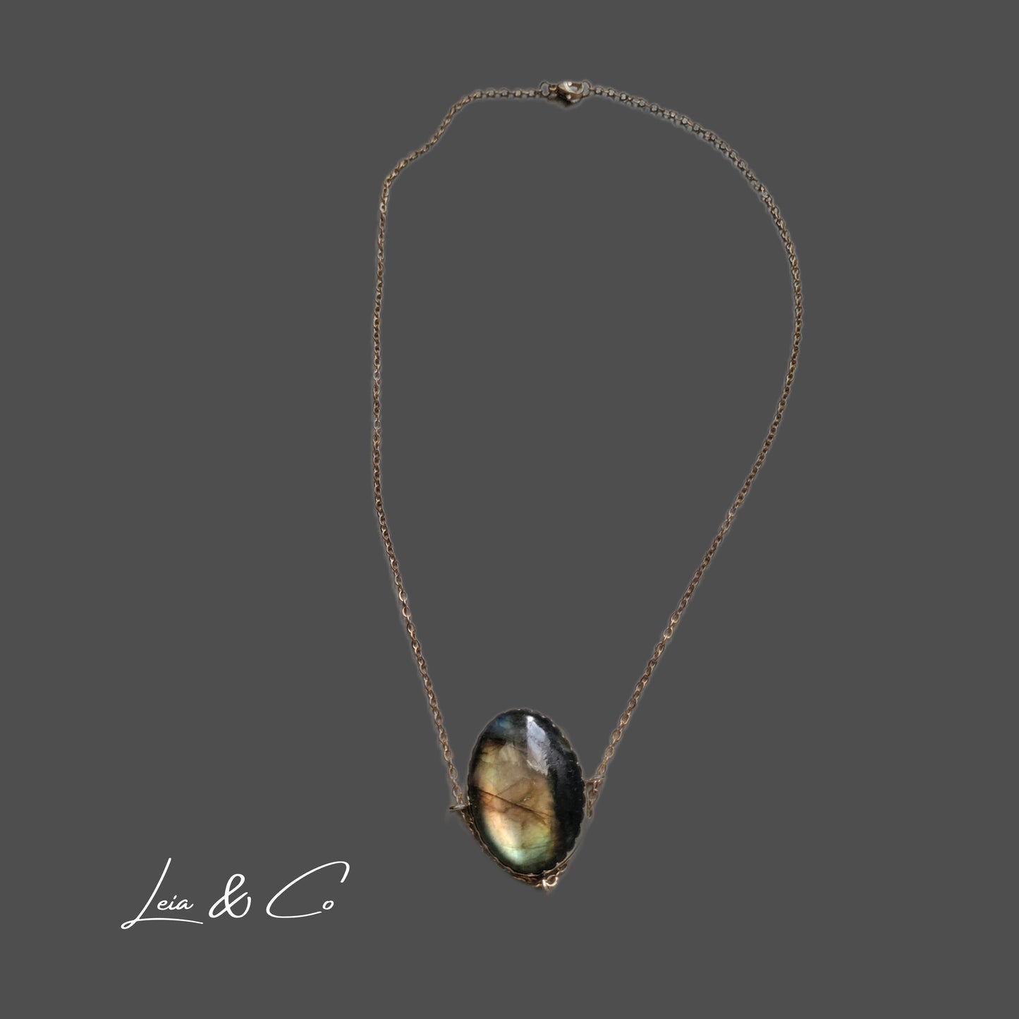 Collier Khamsa avec Labradorite verte LEIA&CO