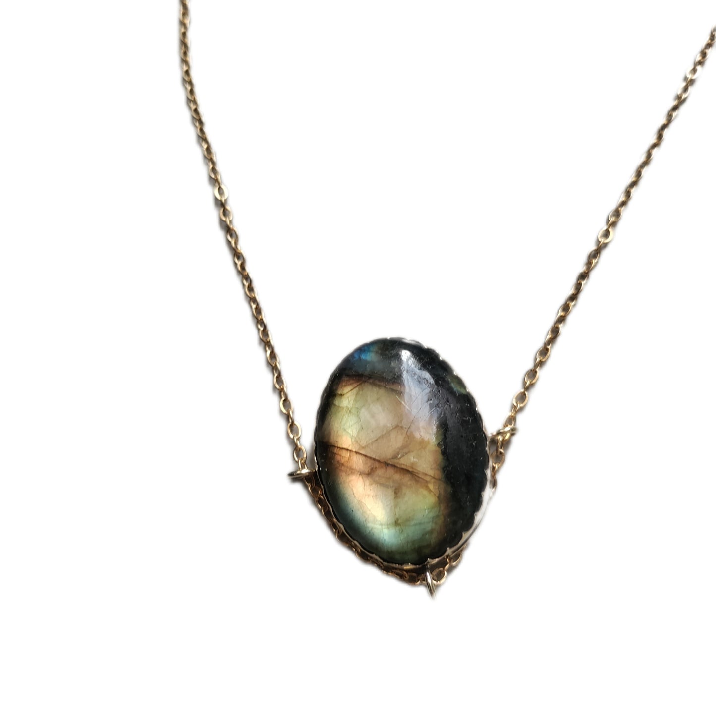 Collier Khamsa avec Labradorite verte LEIA&CO