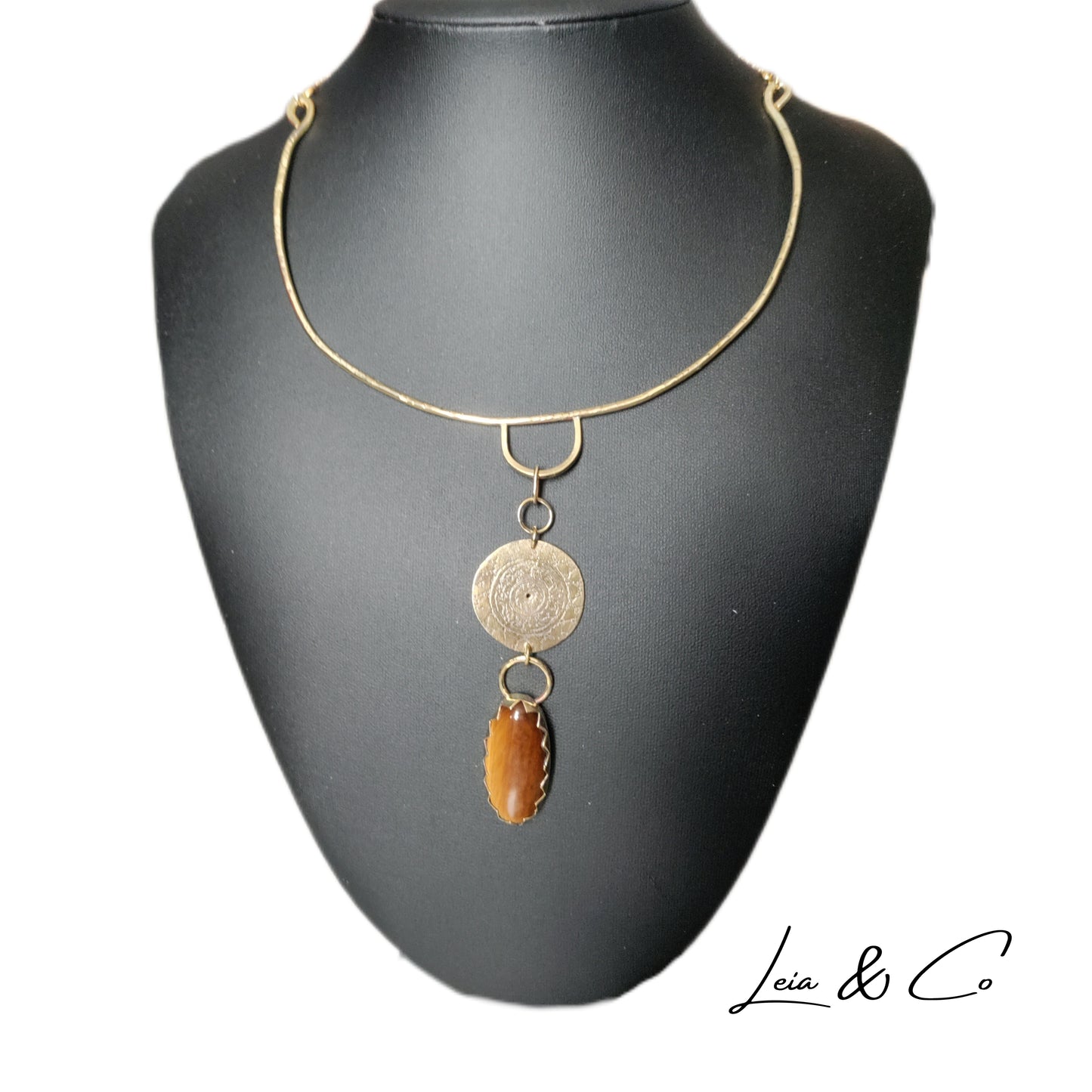 Collier parure Damon Mandala et Oeil de tigre LEIA&CO