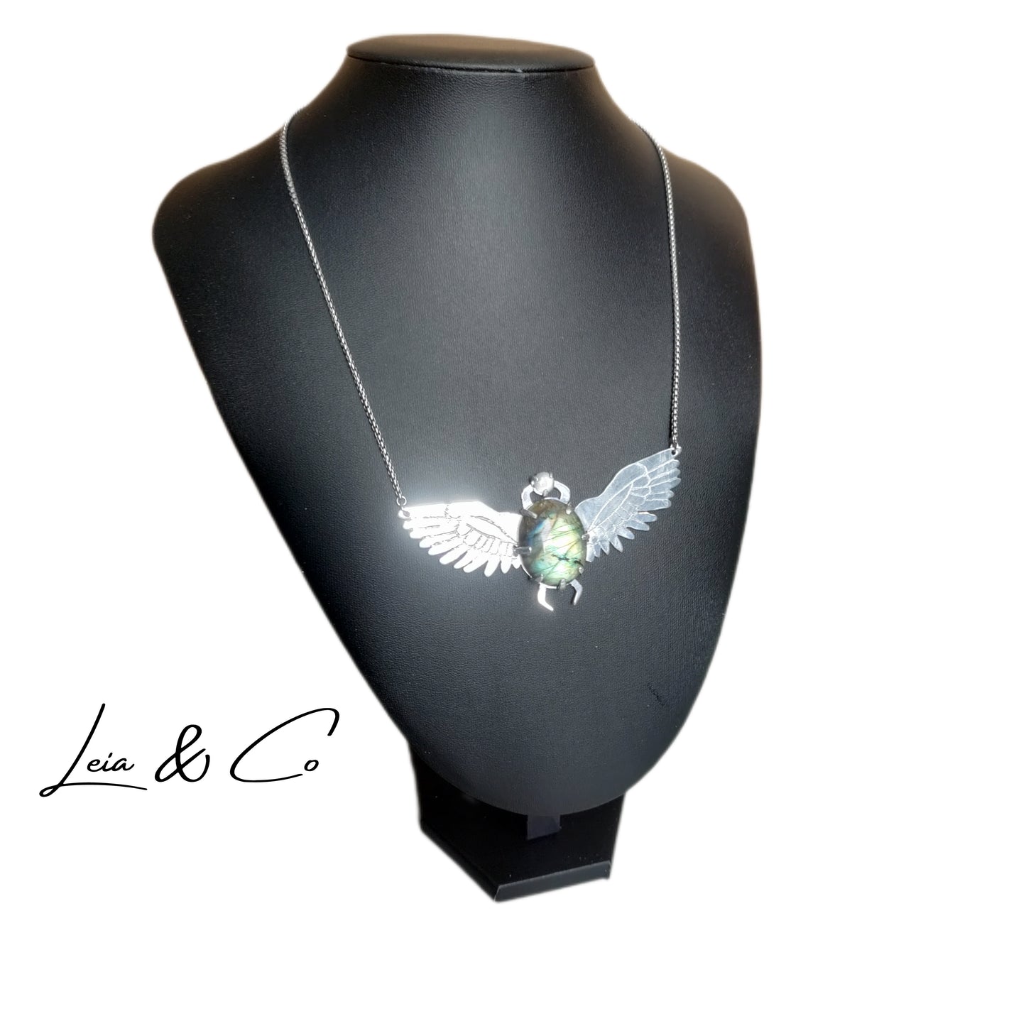Collier Khepri Scarabée égyptien et Labradorite LEIA&CO