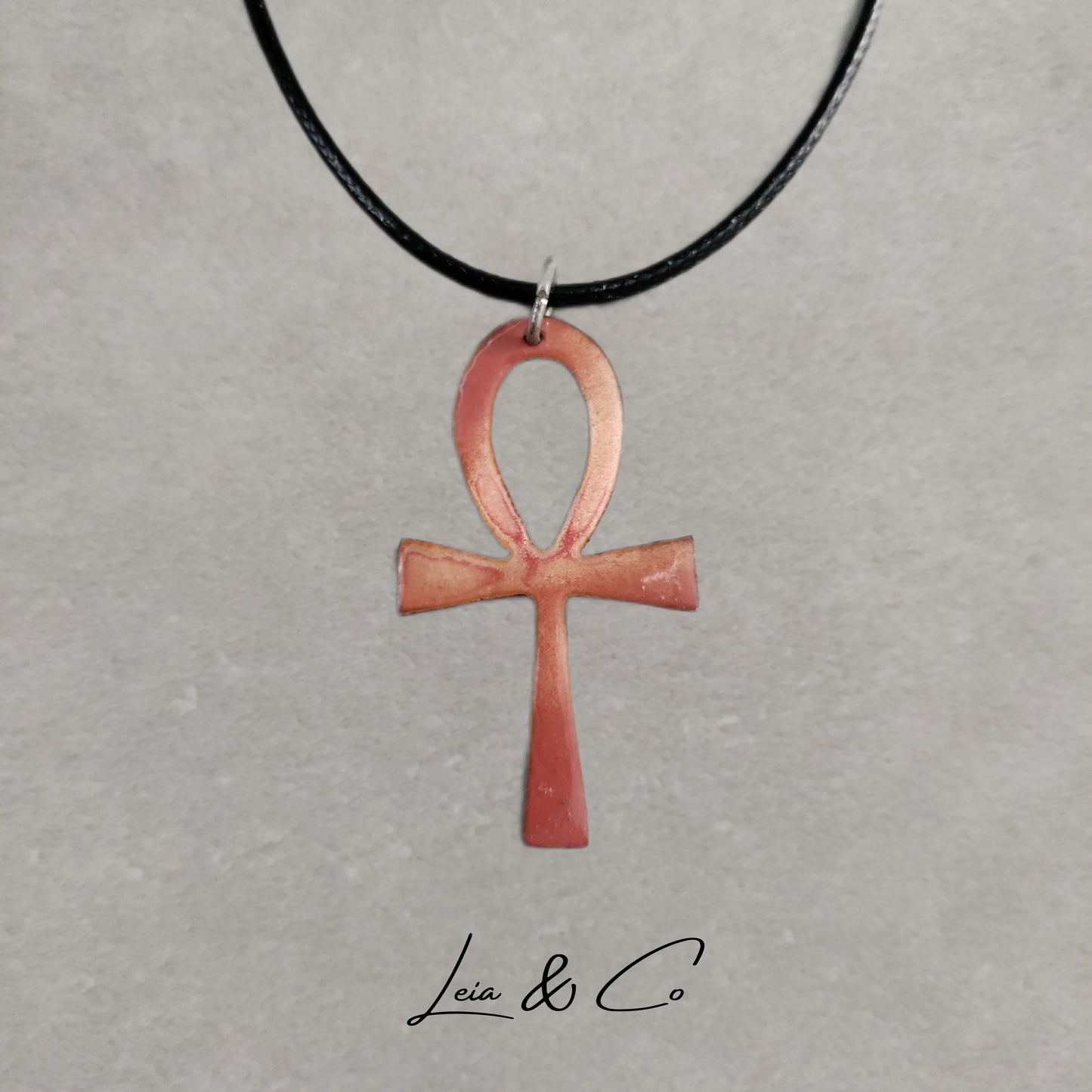 Pendentif croix de vie égyptienne Ankh bleu et cuivre LEIA&CO