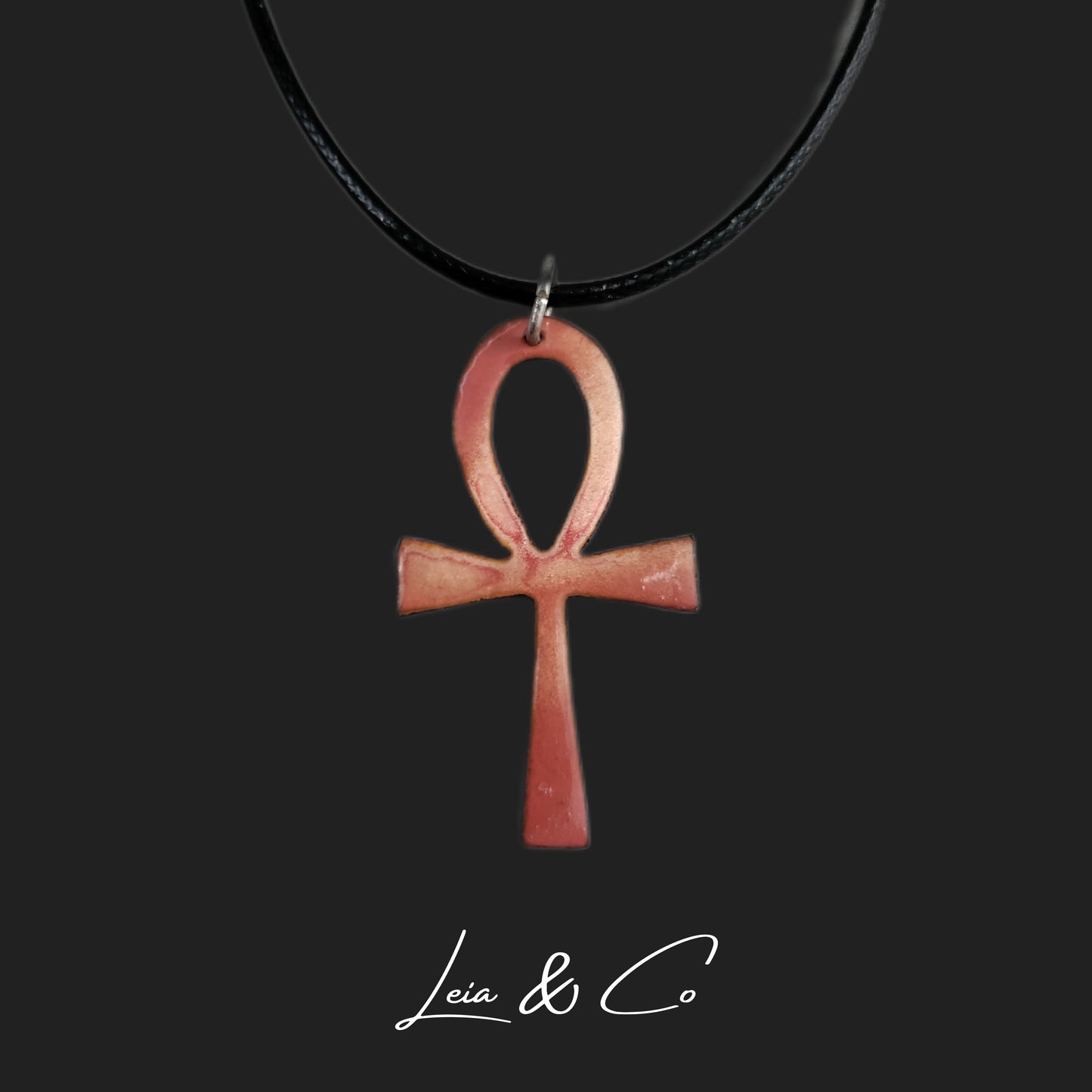 Pendentif croix de vie égyptienne Ankh bleu et cuivre LEIA&CO