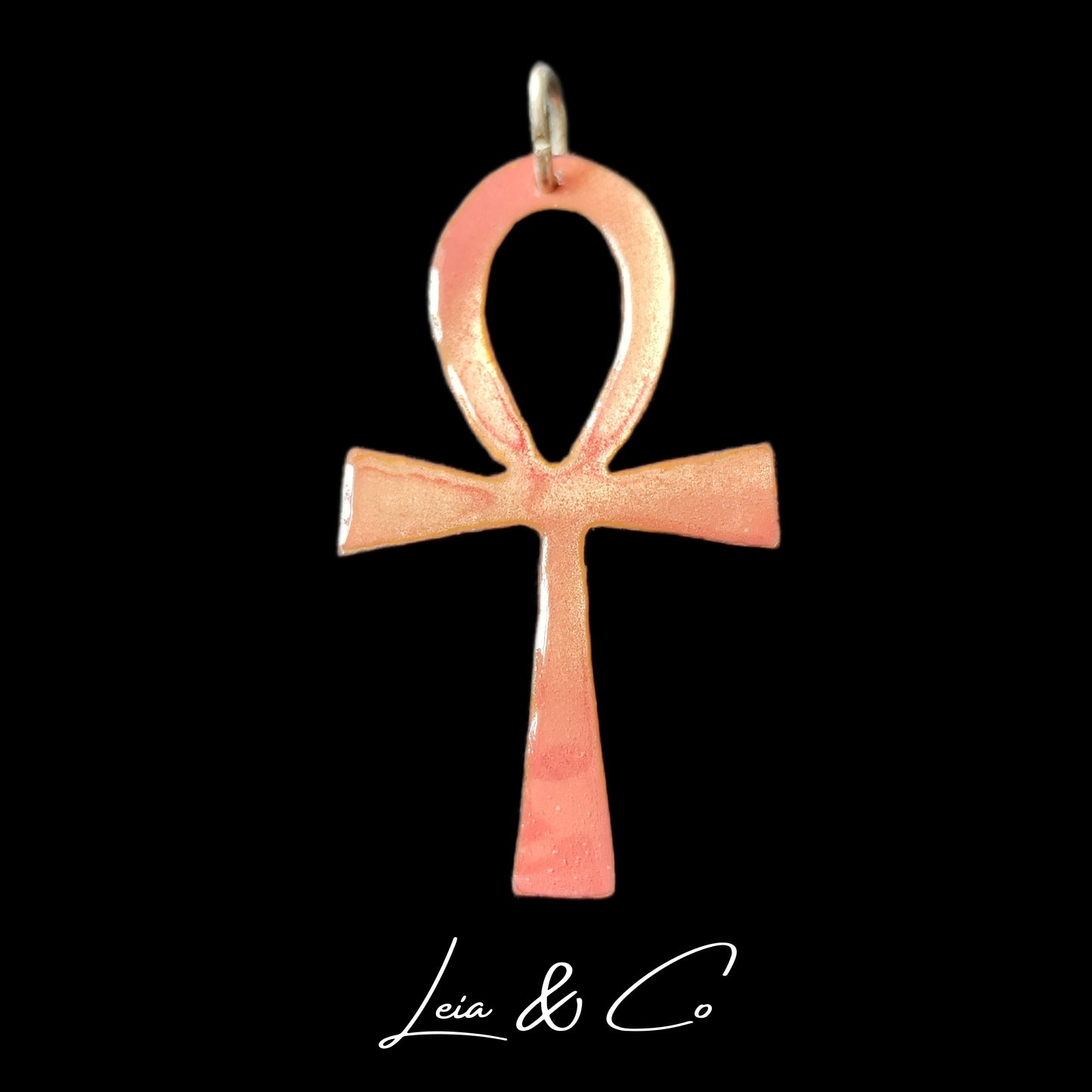 Pendentif croix de vie égyptienne Ankh bleu et cuivre LEIA&CO