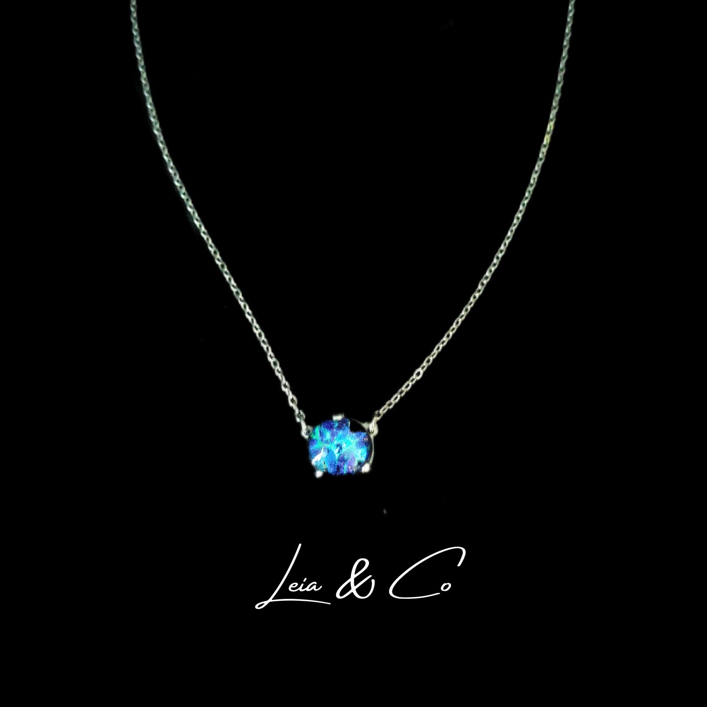 Collier verre dichroïque bleu et turquoise LEIA&CO