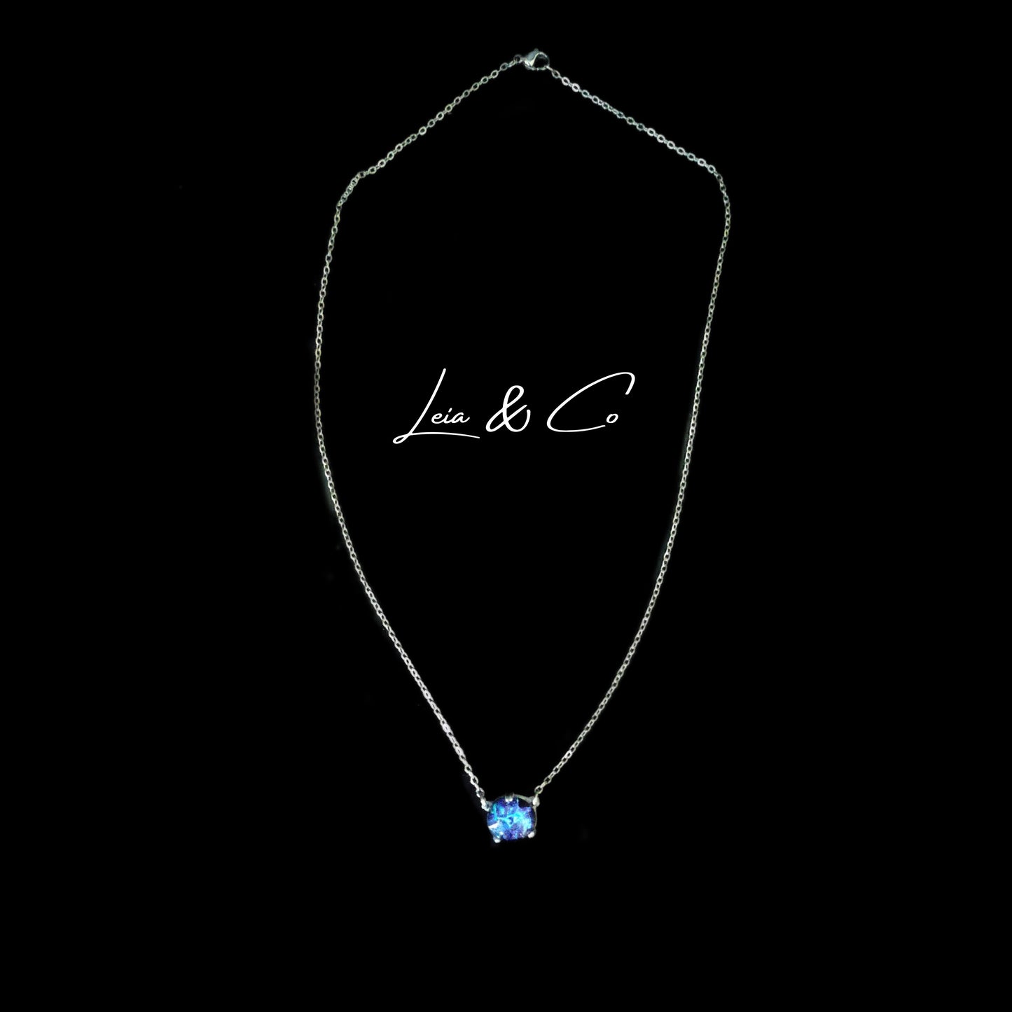 Collier verre dichroïque bleu et turquoise LEIA&CO