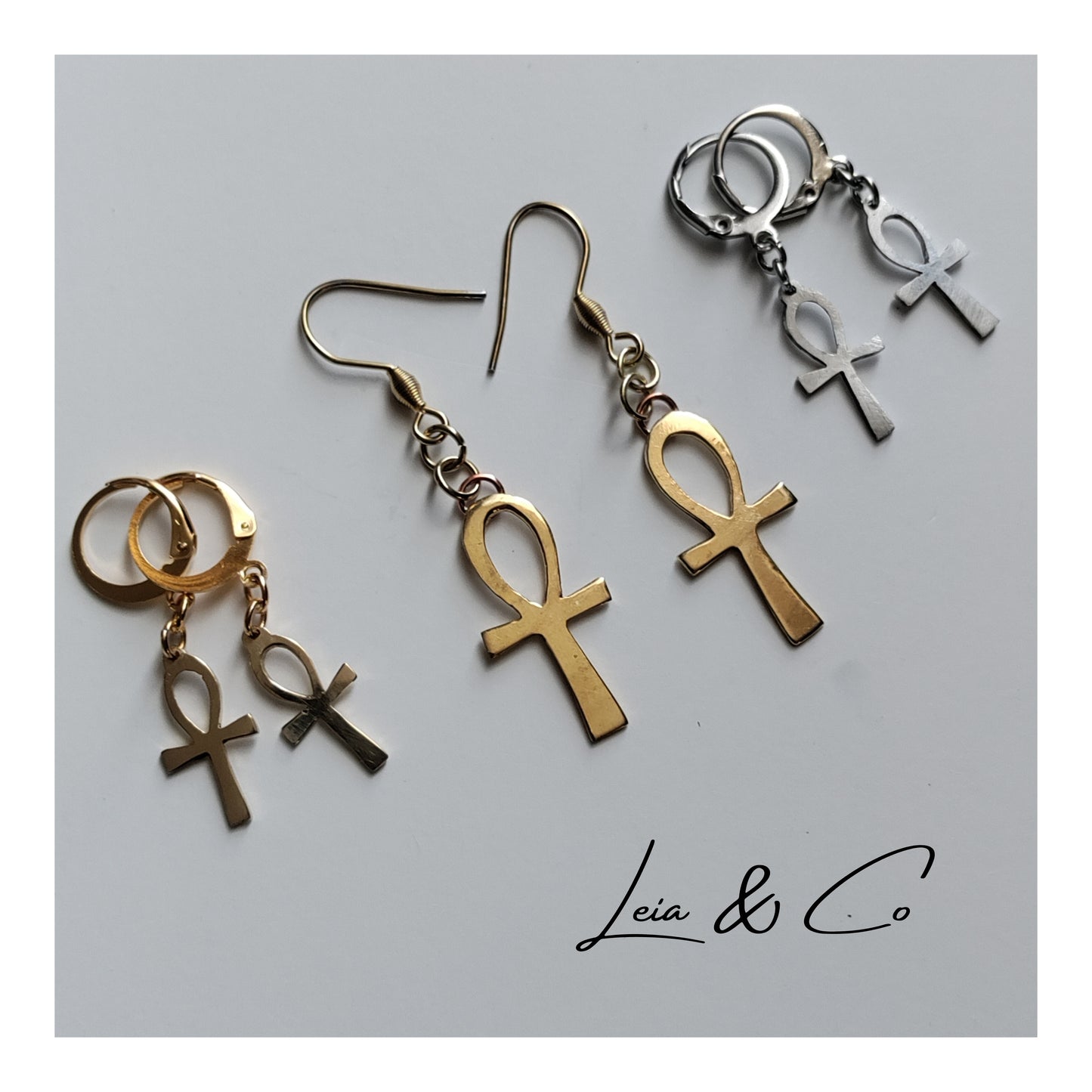 Ankh Earrings Egyptian Cross of Life LEIA&CO