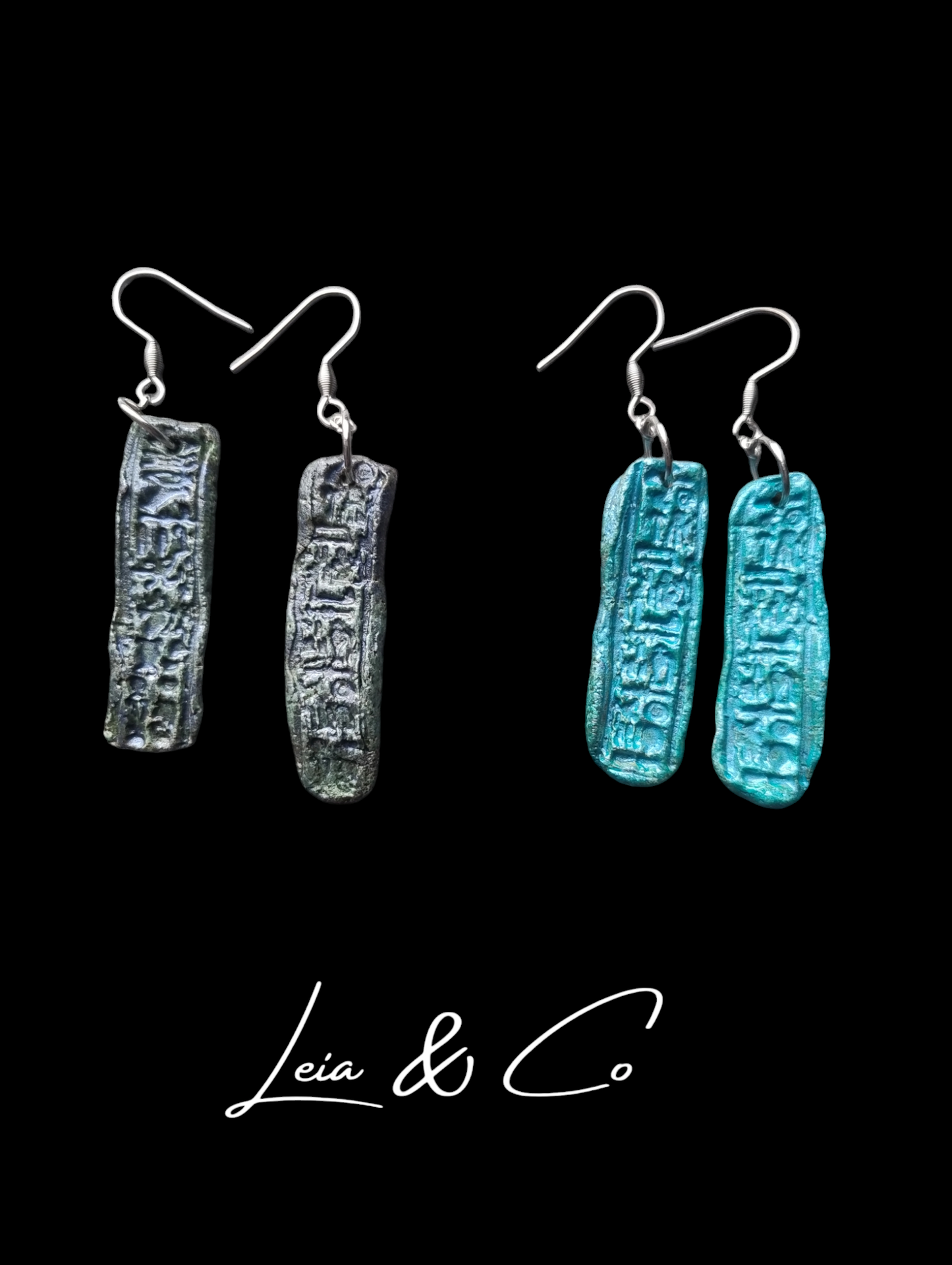 Boucles d'oreilles tablettes hiéroglyphes