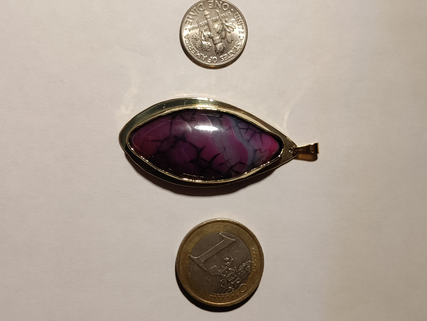 Pendentif laiton doré et agate rose veines de dragon LEIA&CO