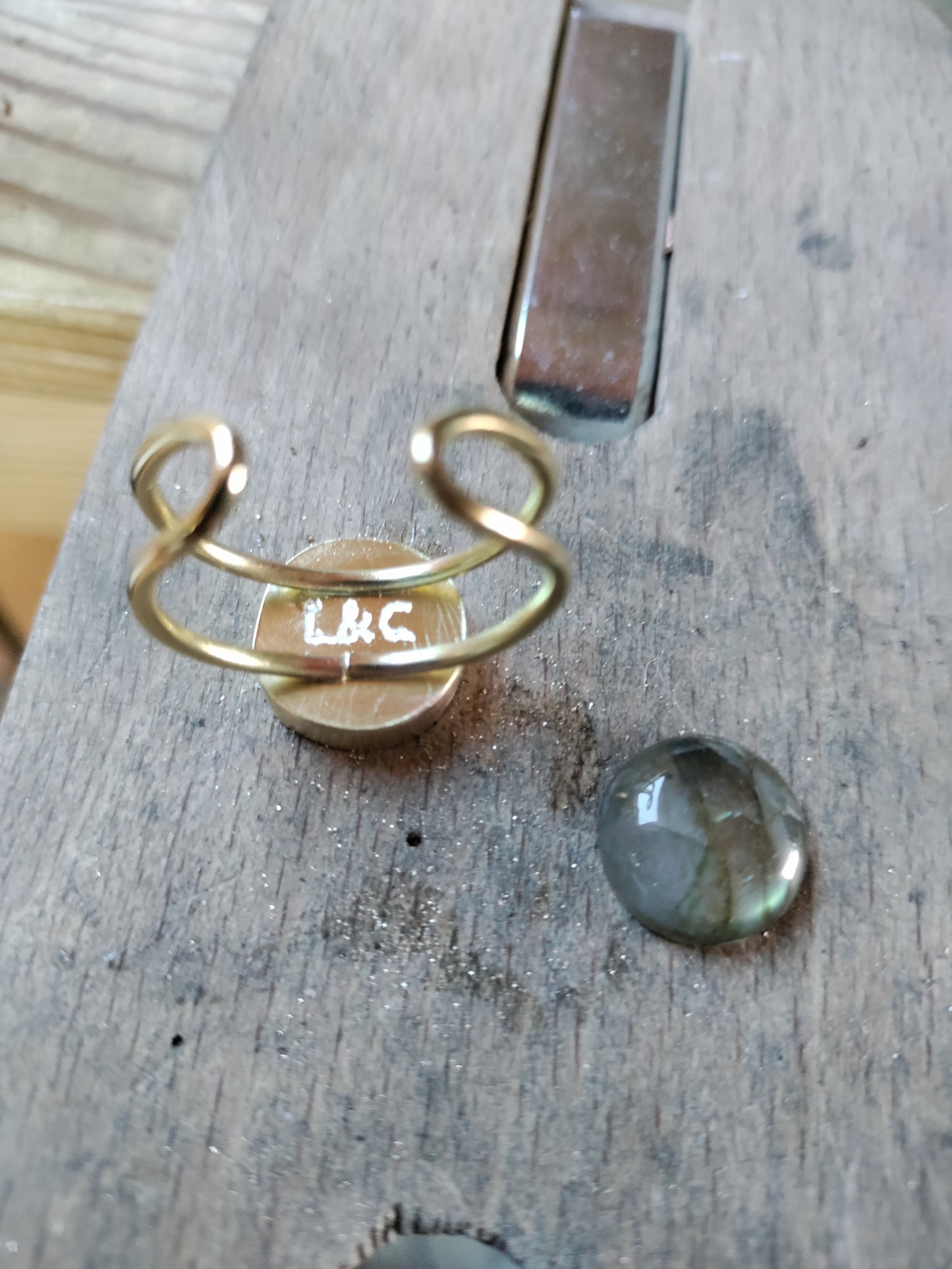 Bague ajustable en laiton avec Labradorite naturelle 57-60FR LEIA&CO
