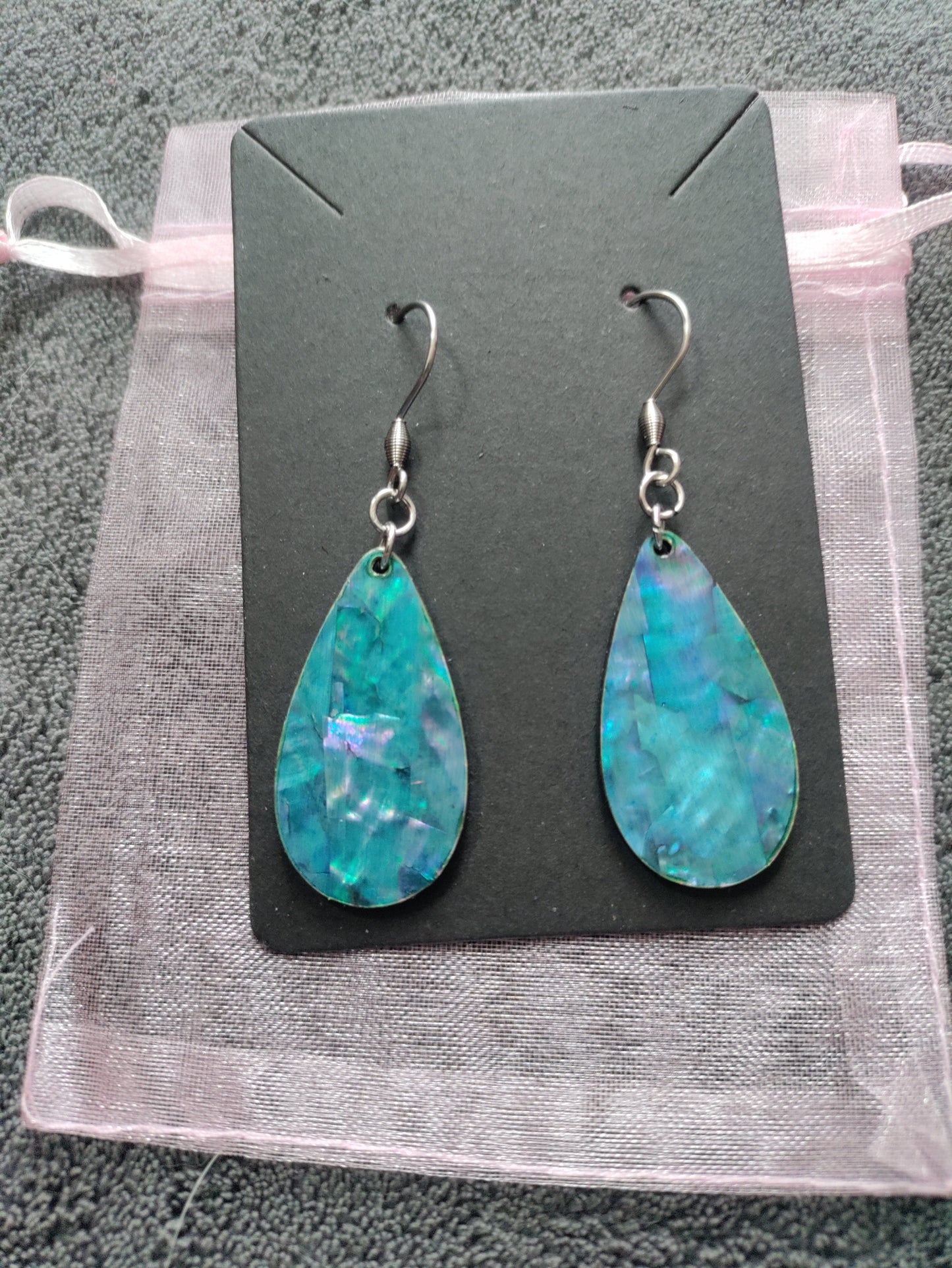 Boucles d'oreilles colorées goutte imitation abalone coquillage LEIA&CO