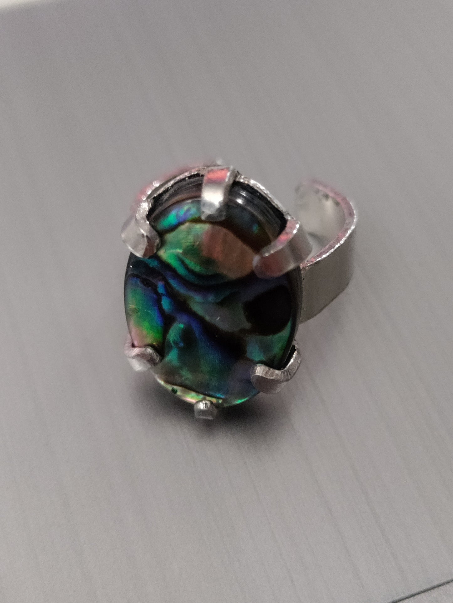 Bague ajustable argentée avec Abalone LEIA&CO