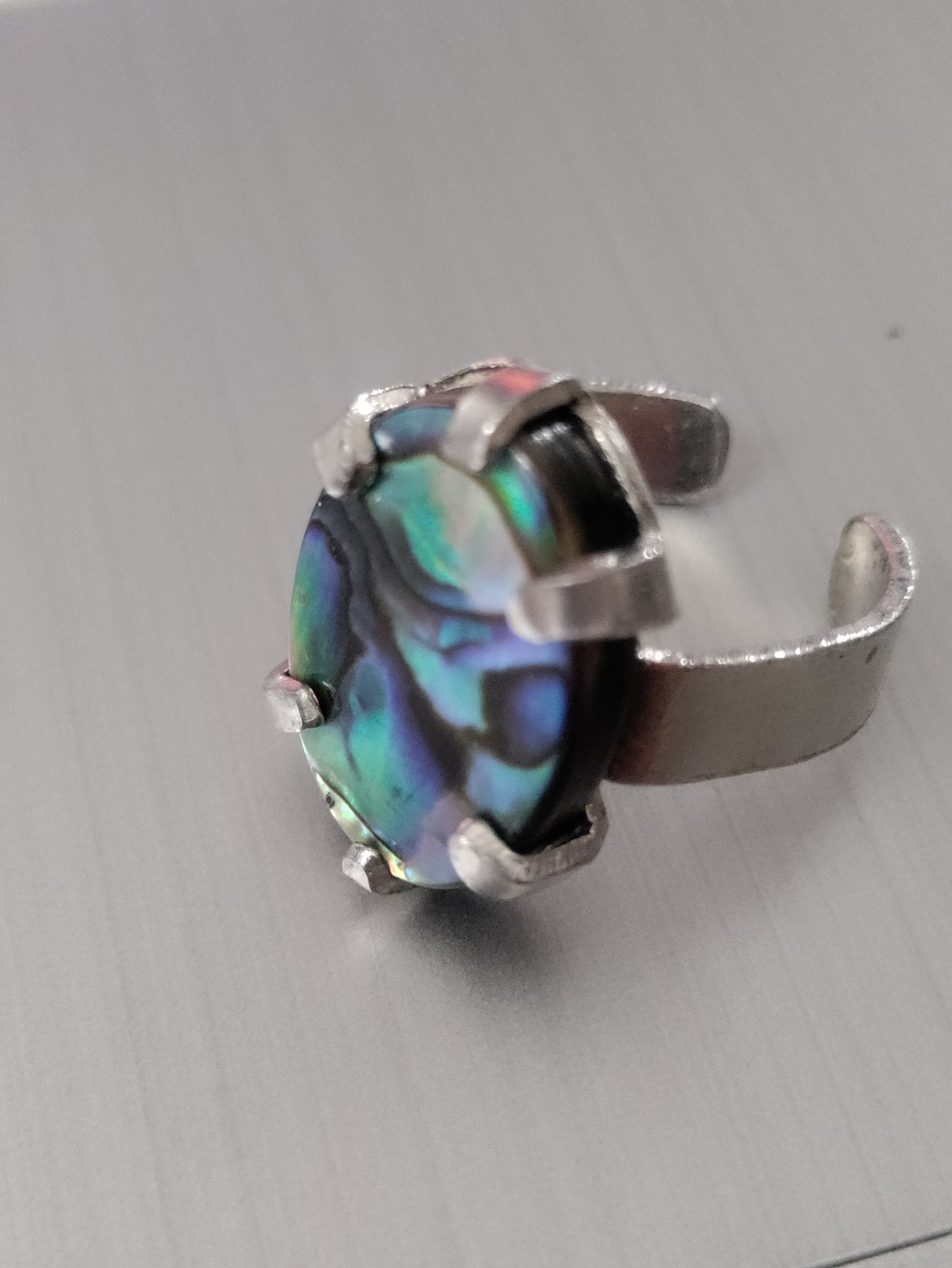 Bague ajustable argentée avec Abalone LEIA&CO
