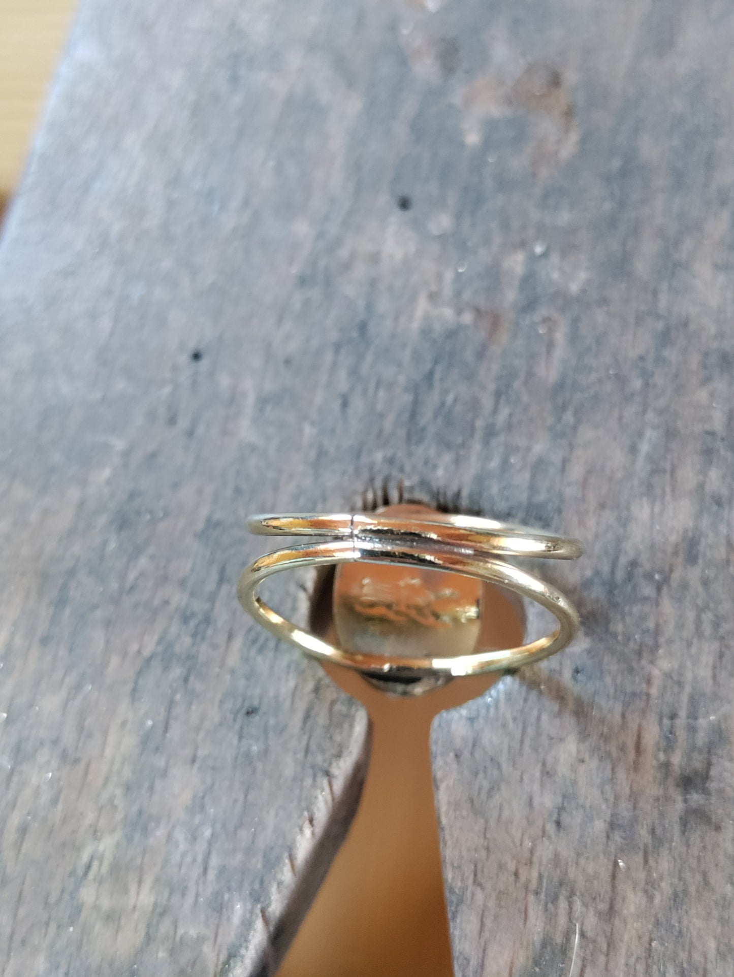 Bague anneau double en laiton avec pierre d'opalite LEIA&CO
