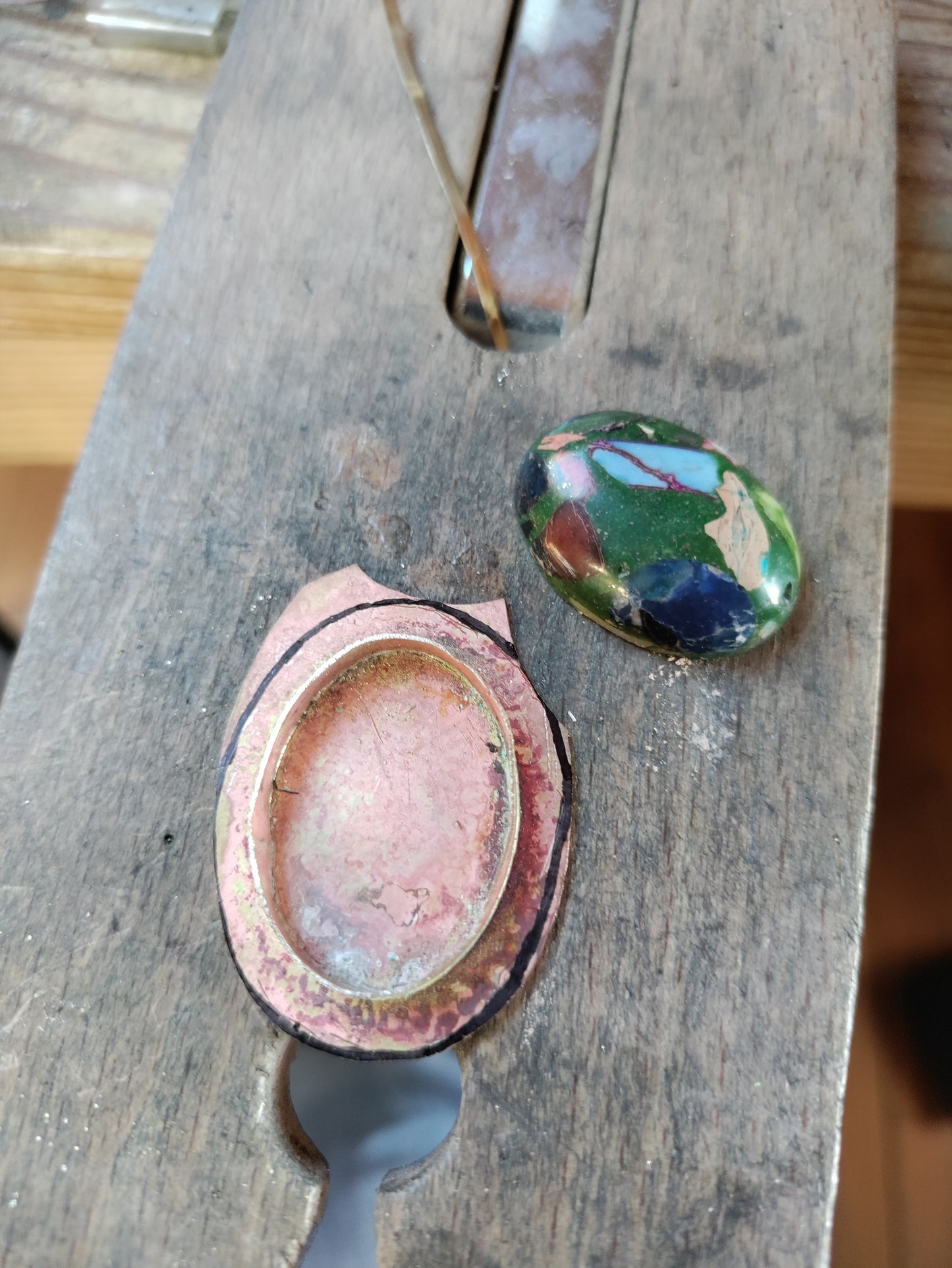 Pendentif Jaspe vert et laiton doré LEIA&CO