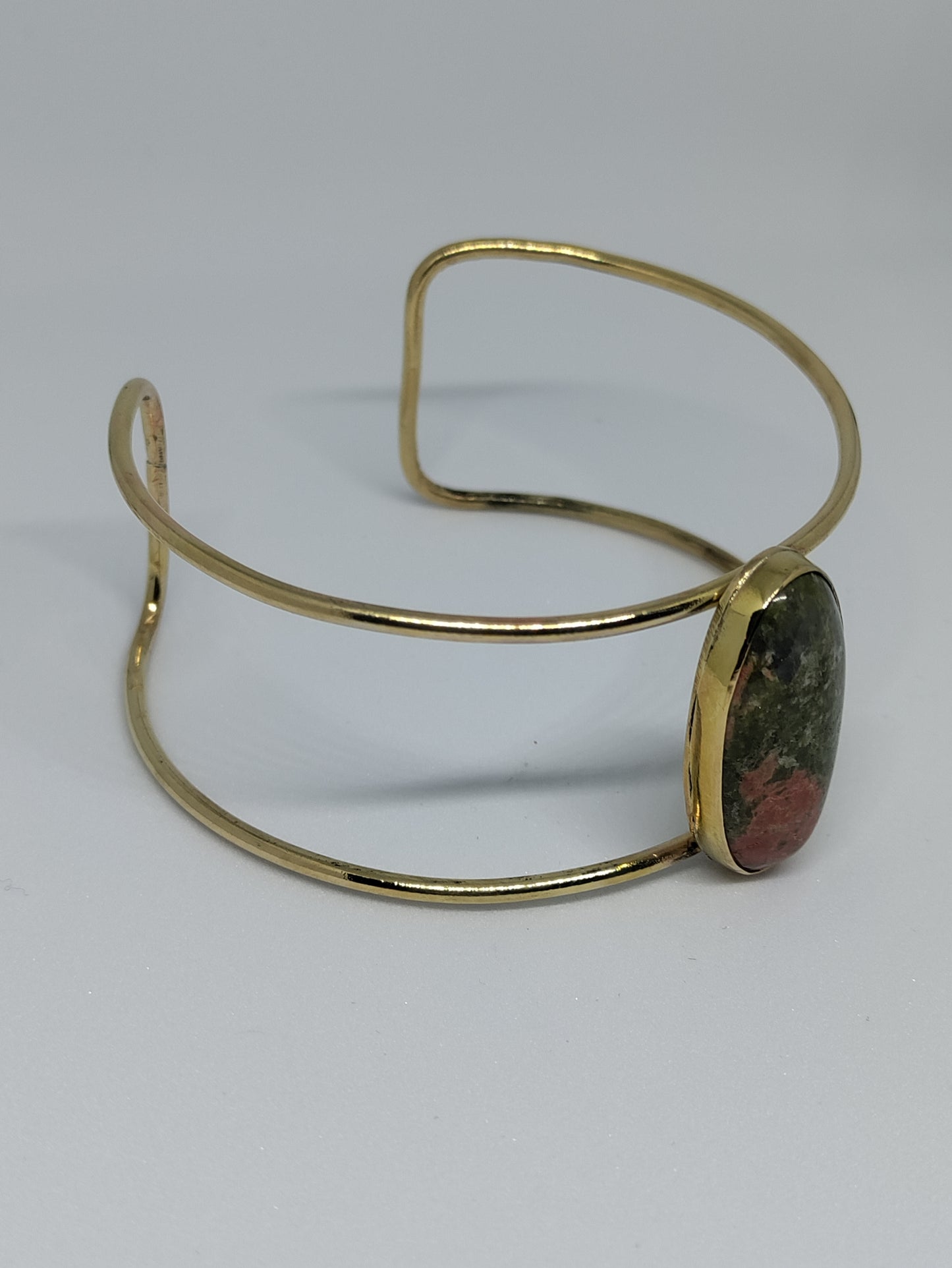 LEIA&CO pink and green indian agate golden cuff bracelet