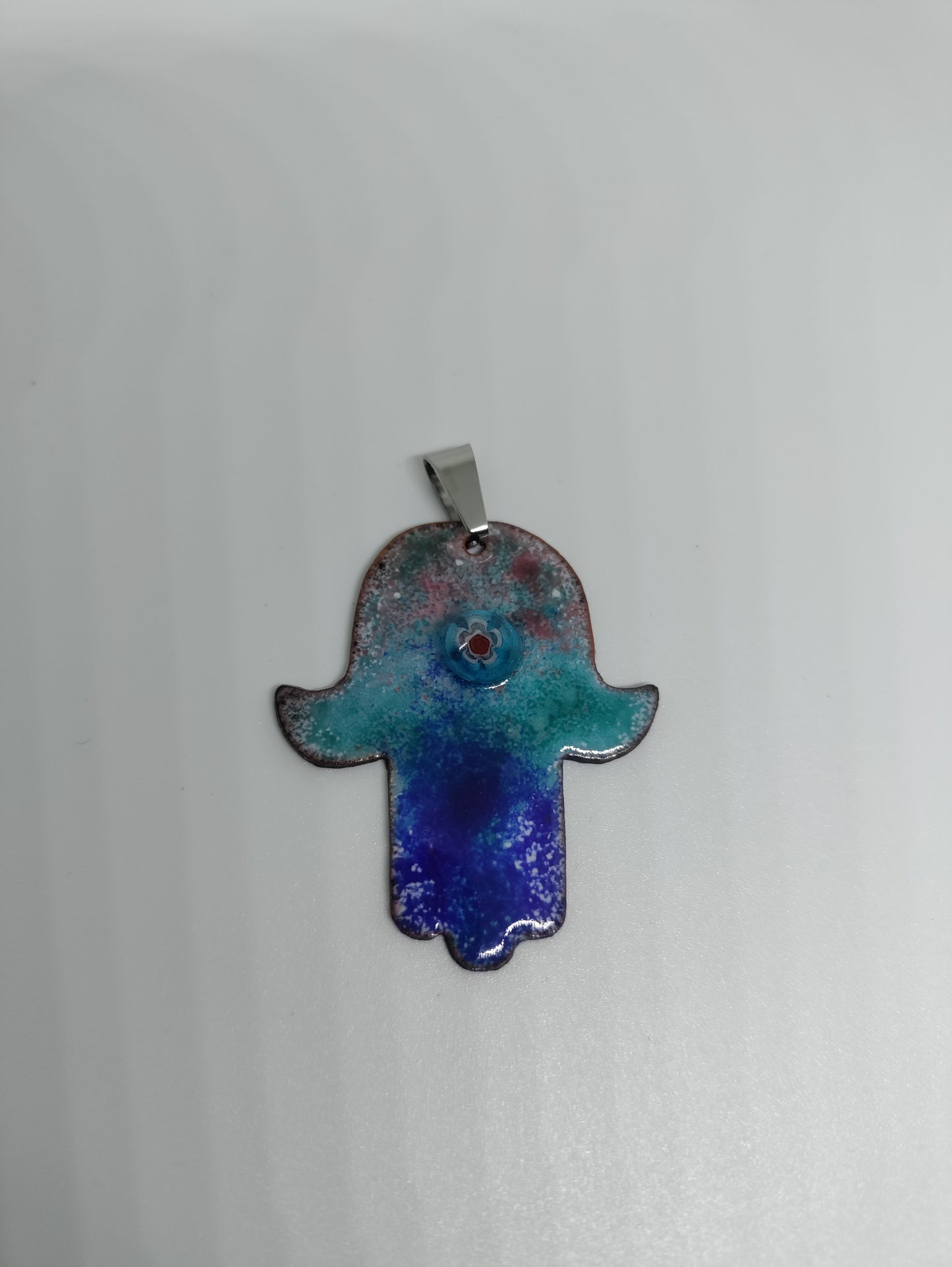 Pendentif main de Fatma cuivre émaillé bleu LEIA&CO
