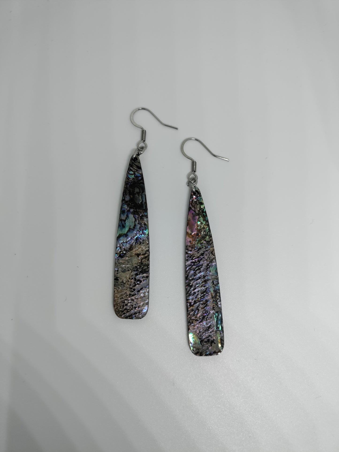 LEIA&CO long colored dangling drop earrings faux abalone shell