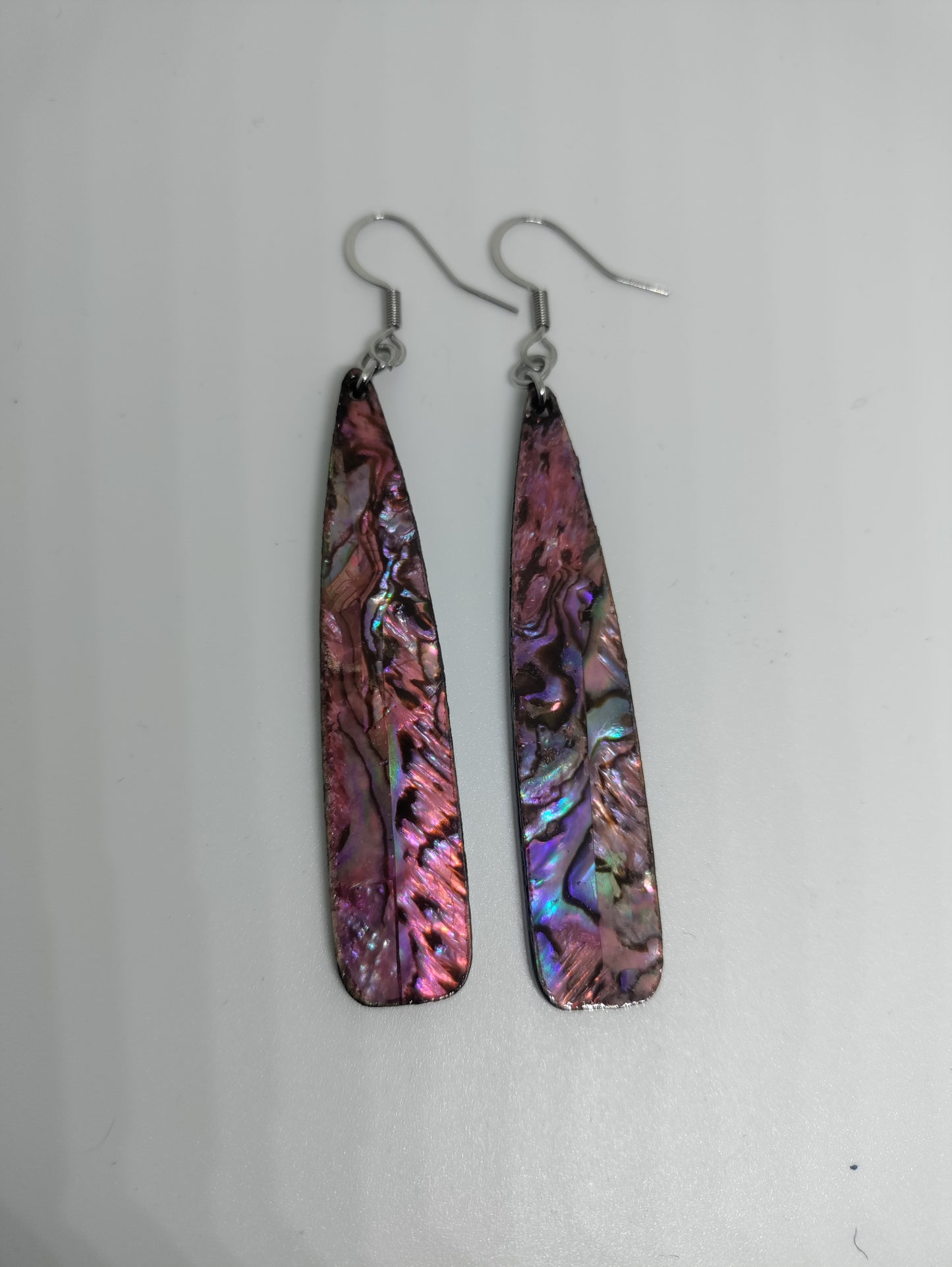 LEIA&CO long colored dangling drop earrings faux abalone shell