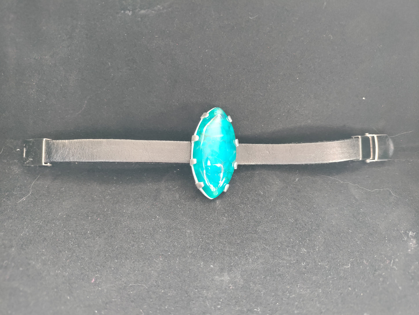 Leather and Blue dragon veins agate bracelet LEIA&CO