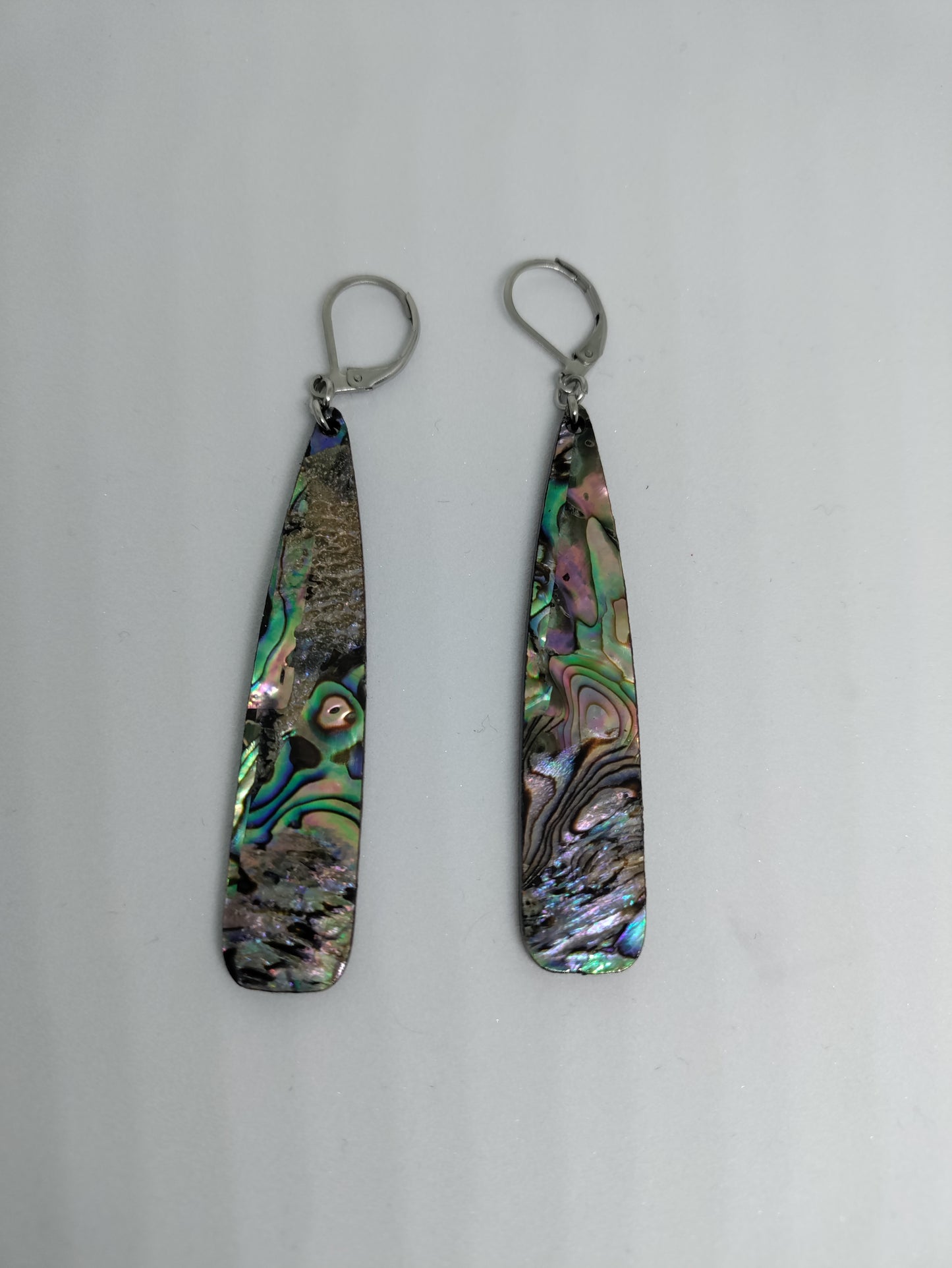 LEIA&CO long colored dangling drop earrings faux abalone shell