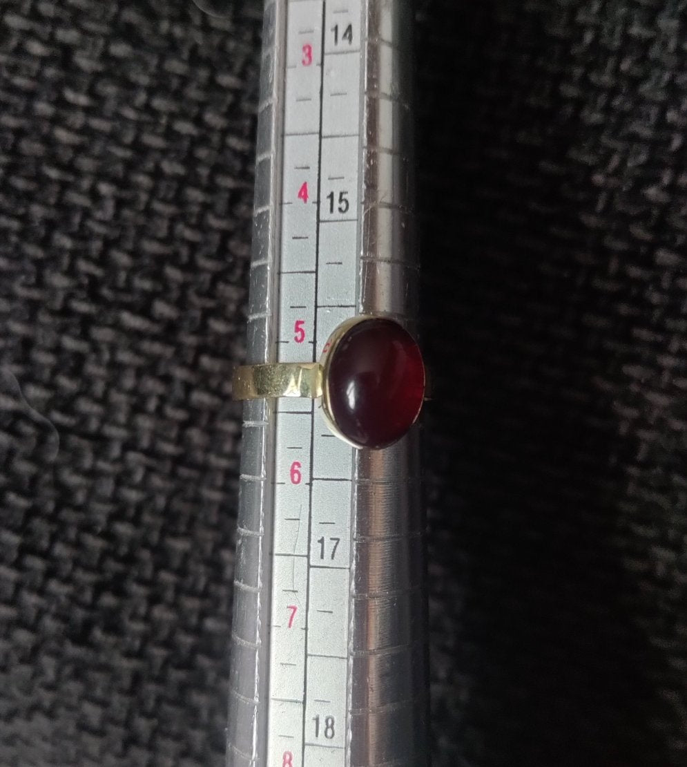 Bague en laiton doré et pierre rouge LEIA&CO taille 50