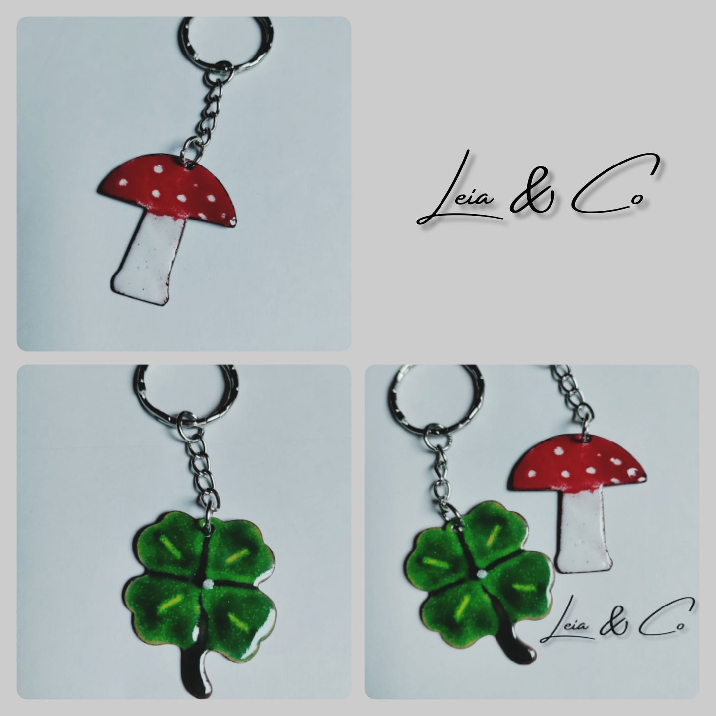 Porte clé champignon rouge en cuivre émaillé LEIA&CO