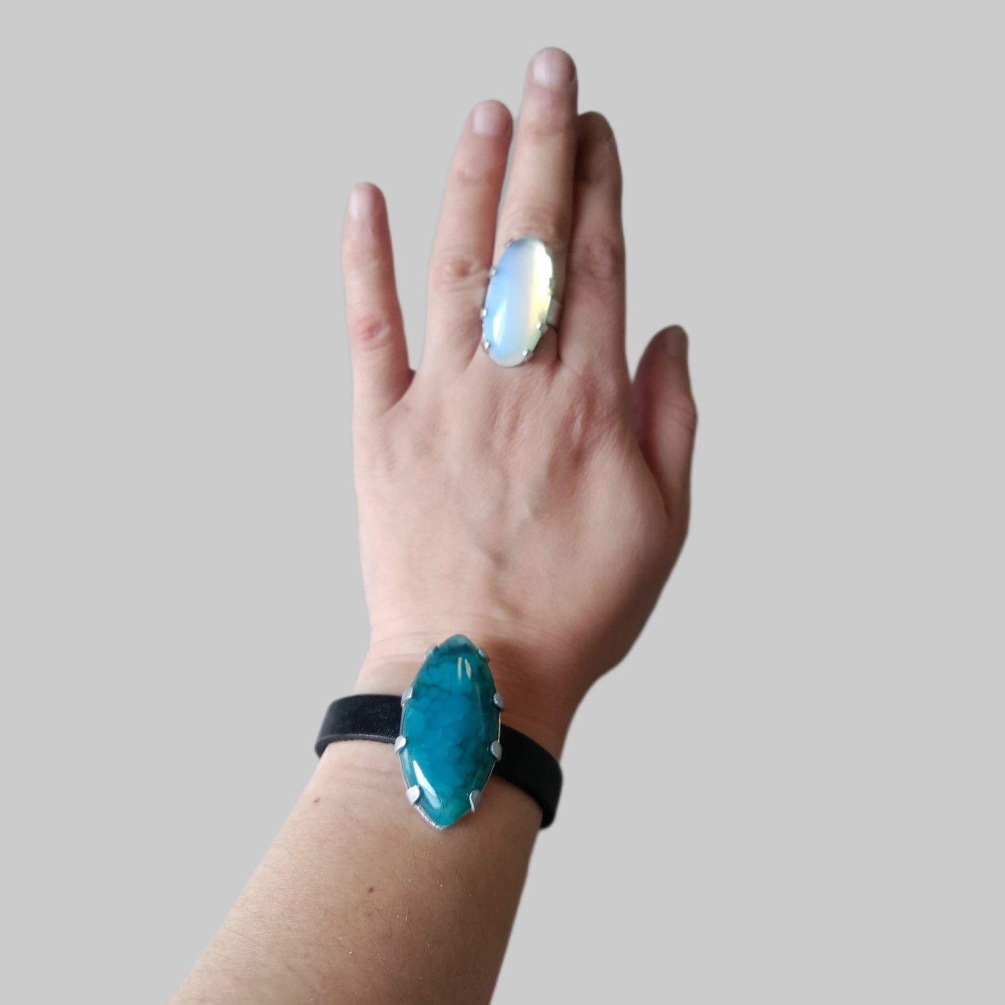 Leather and Blue dragon veins agate bracelet LEIA&CO