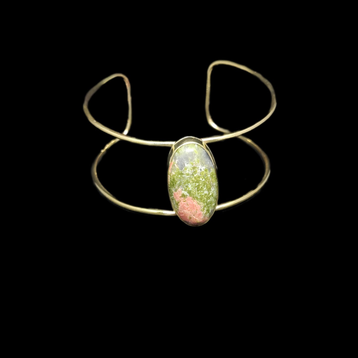 LEIA&CO pink and green indian agate golden cuff bracelet