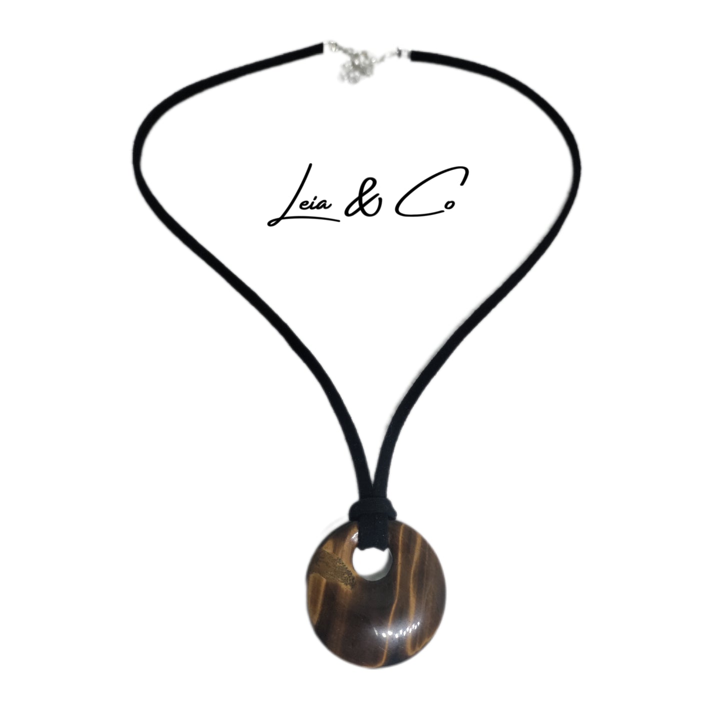 Collier avec pierre ronde Oeil de Tigre LEIA&CO