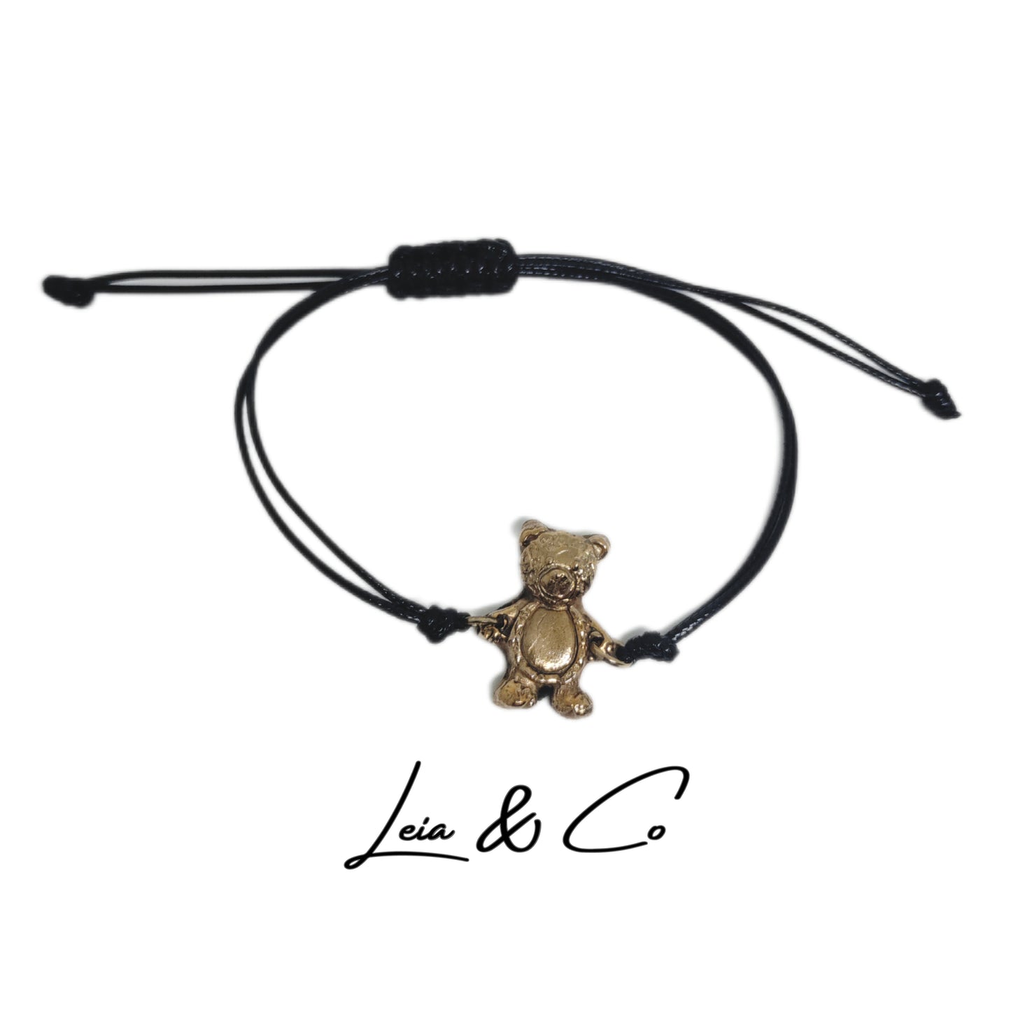 Bronze Teddy Bear adjustable friendship bracelet LEIA&CO