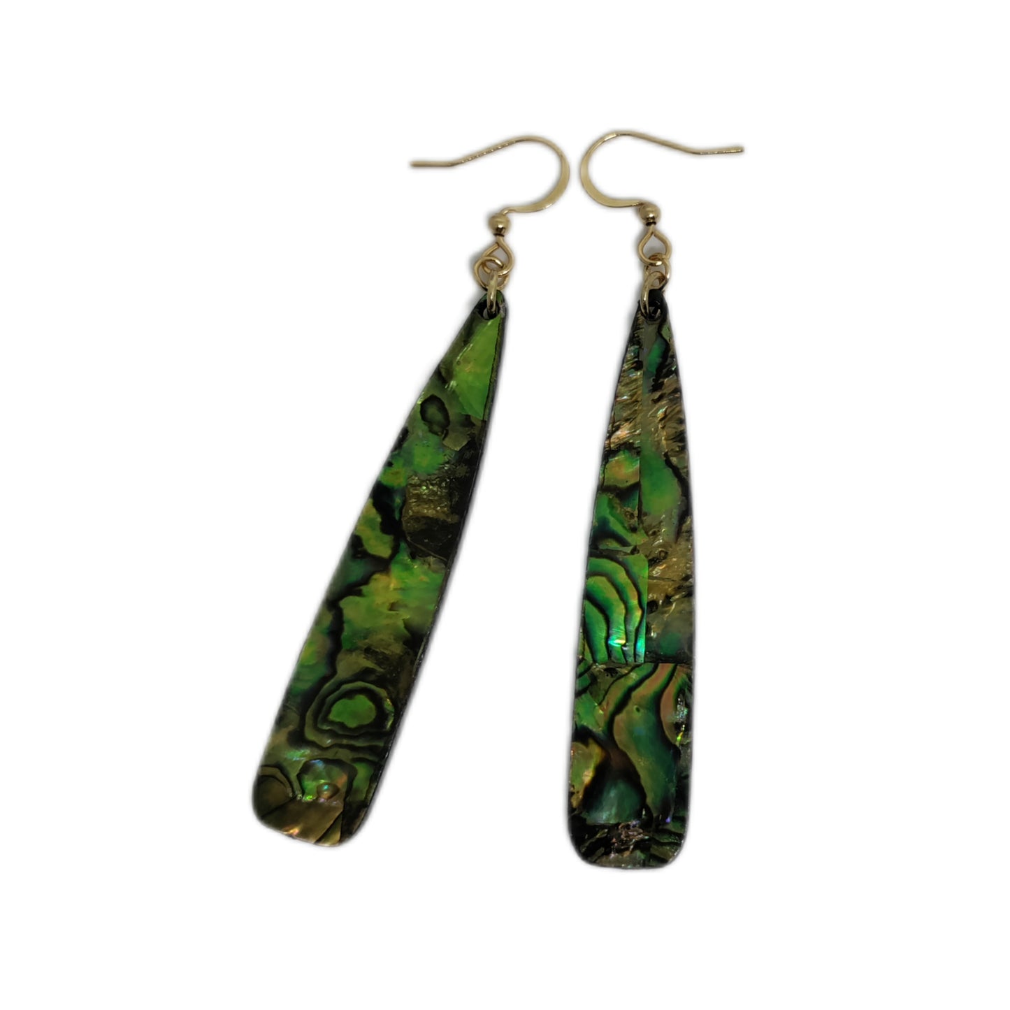 LEIA&CO long colored dangling drop earrings faux abalone shell