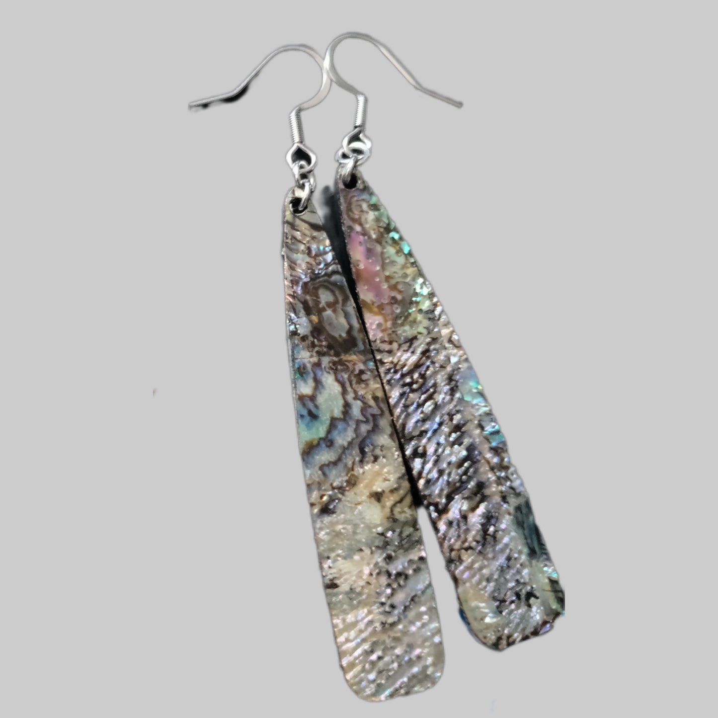 LEIA&CO long colored dangling drop earrings faux abalone shell