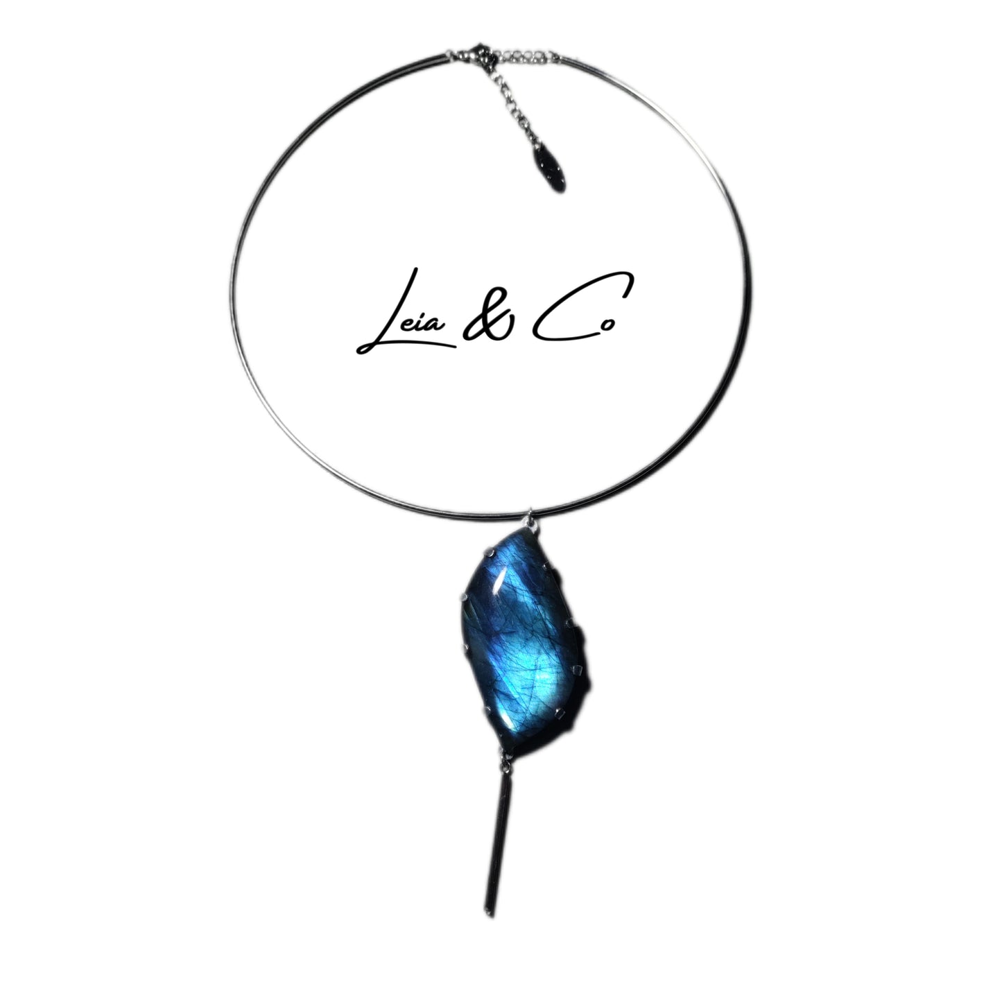 Collier parure Labradorite naturelle en aluminium LEIA&CO