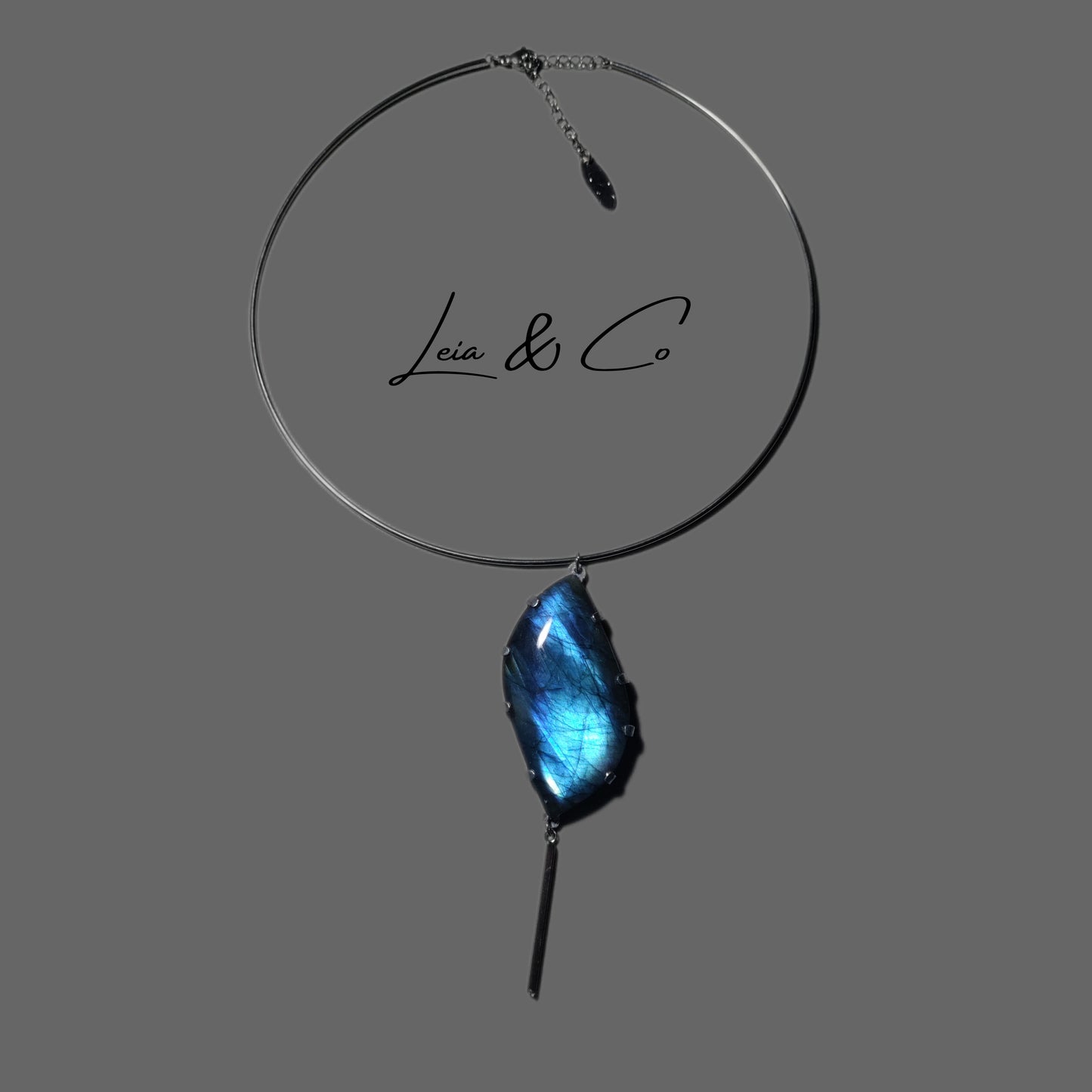 Collier parure Labradorite naturelle en aluminium LEIA&CO
