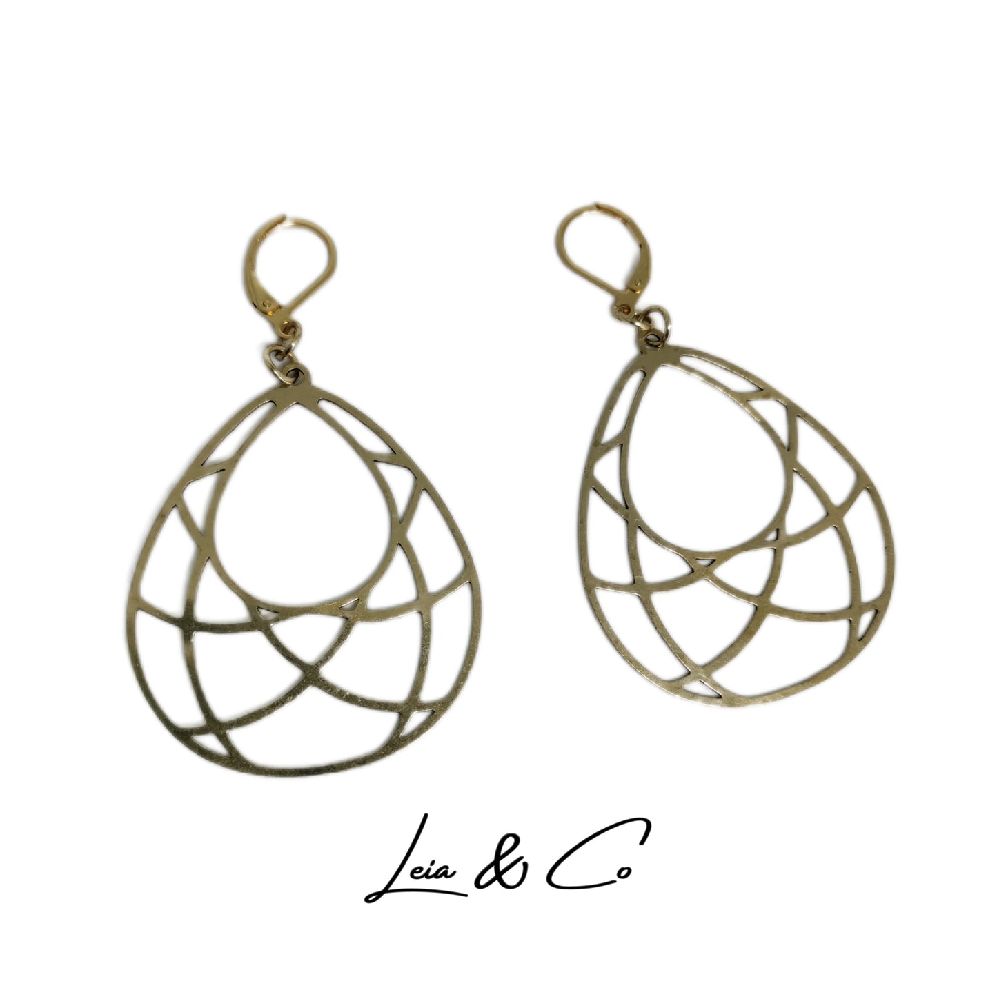 Boucles d'oreilles gouttes géométriques dorées LEIA&CO