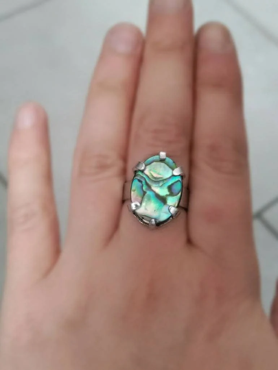 Bague ajustable argentée avec Abalone LEIA&CO