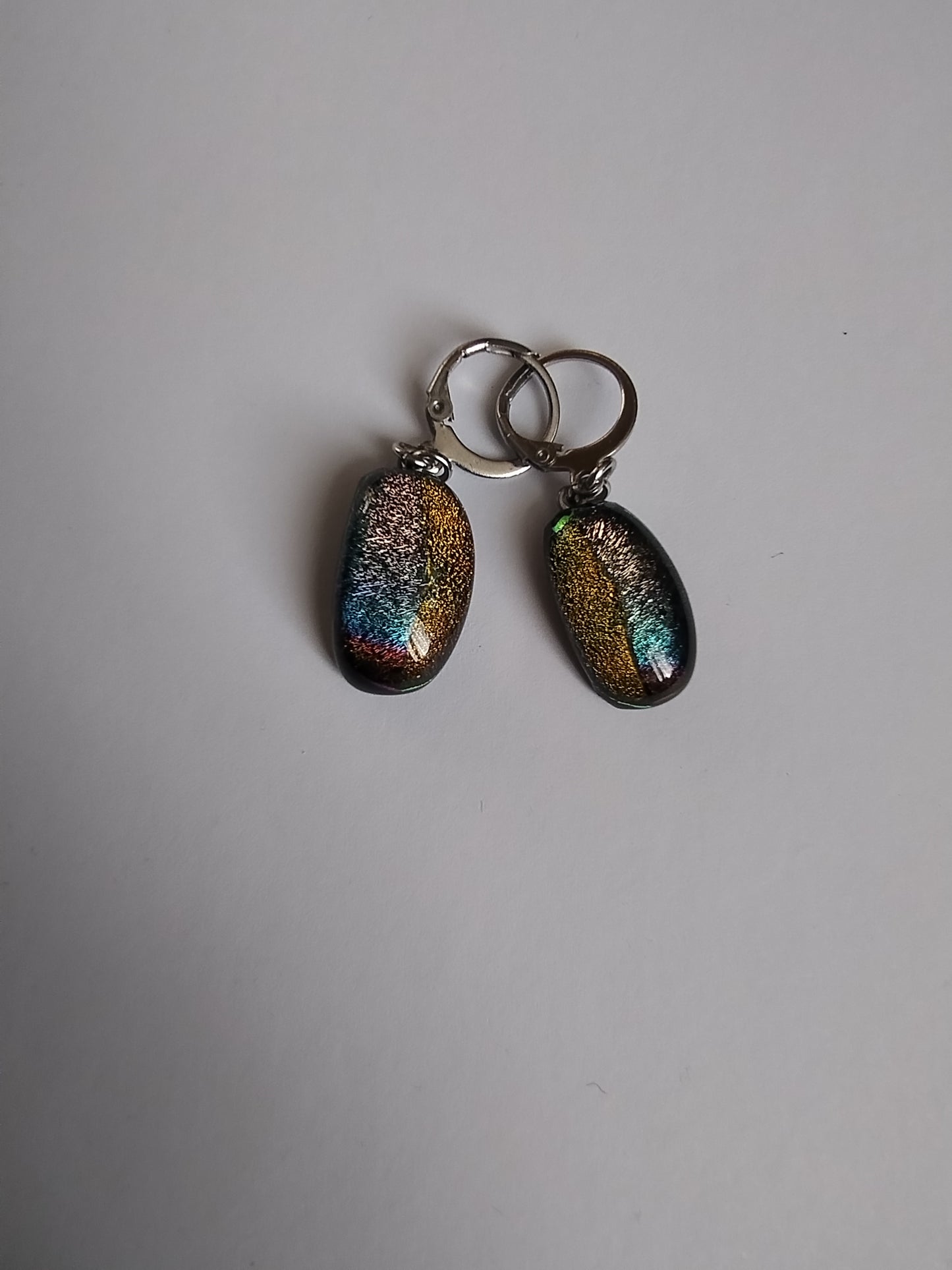 Multicolor yellow dichroic glass hoop earrings LEIA&CO